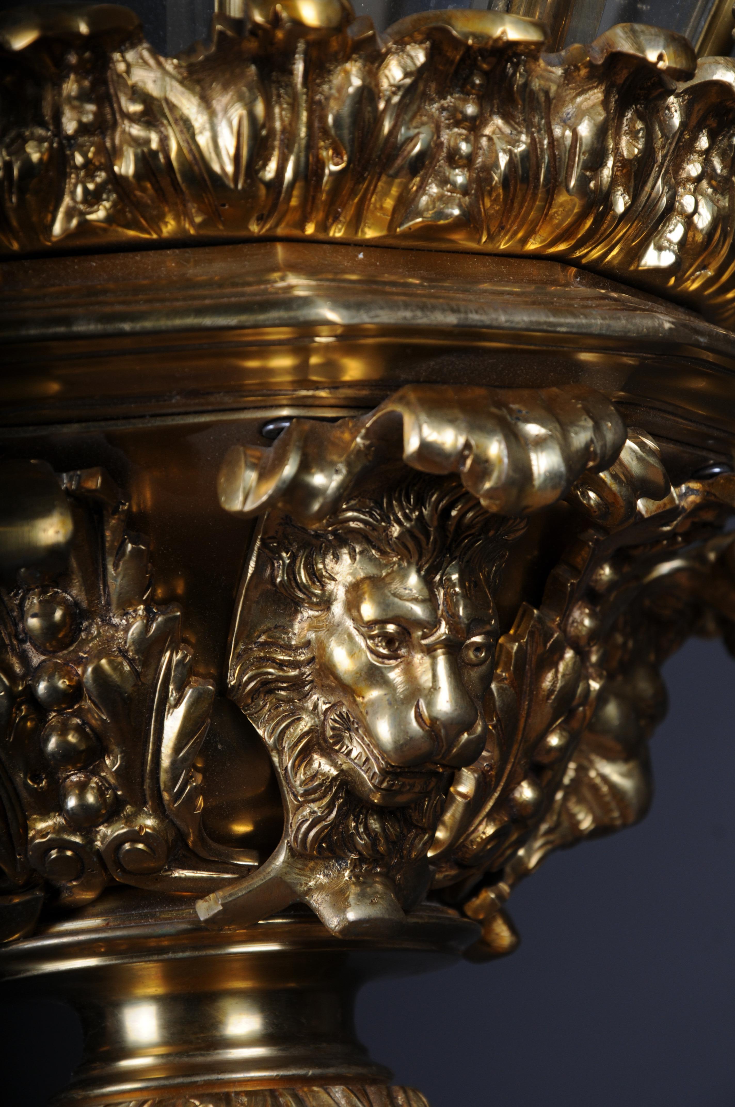 French Fire Bronze Brass Lantern/Chandelier Louis XVI Shape For Sale 5
