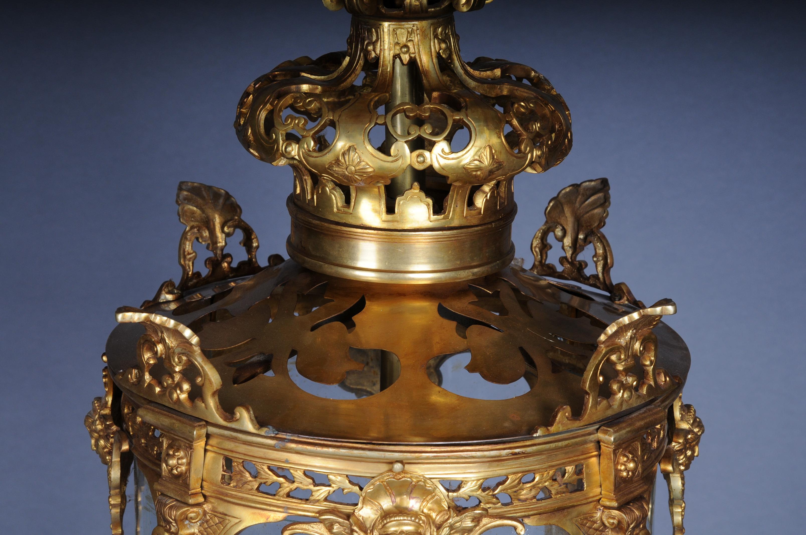French Fire Bronze Brass Lantern/Chandelier Louis XVI Shape For Sale 5