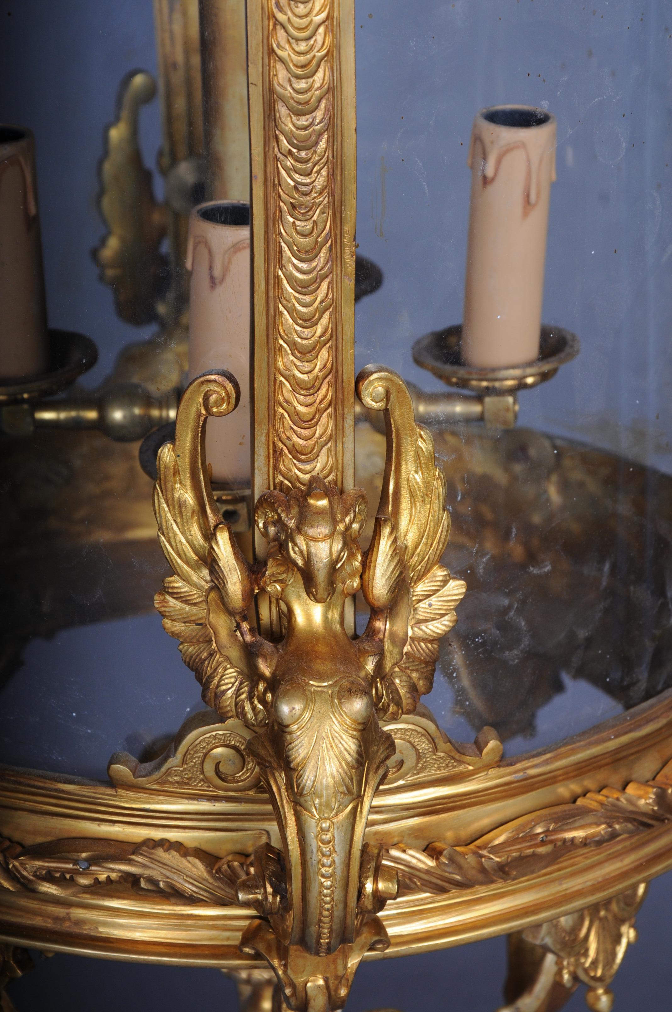French Fire Bronze Brass Lantern/Chandelier Louis XVI Shape For Sale 7