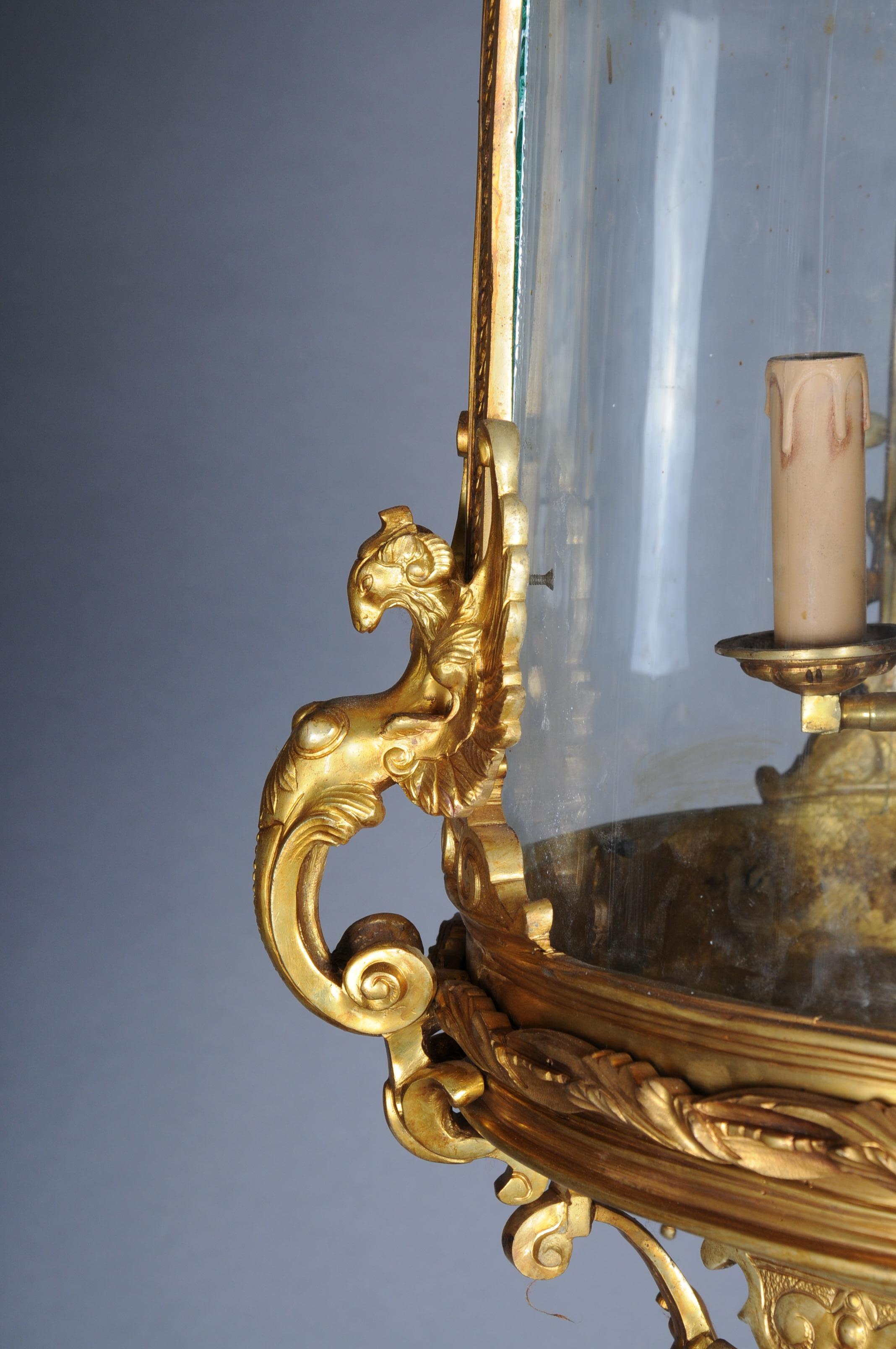 French Fire Bronze Brass Lantern/Chandelier Louis XVI Shape For Sale 9