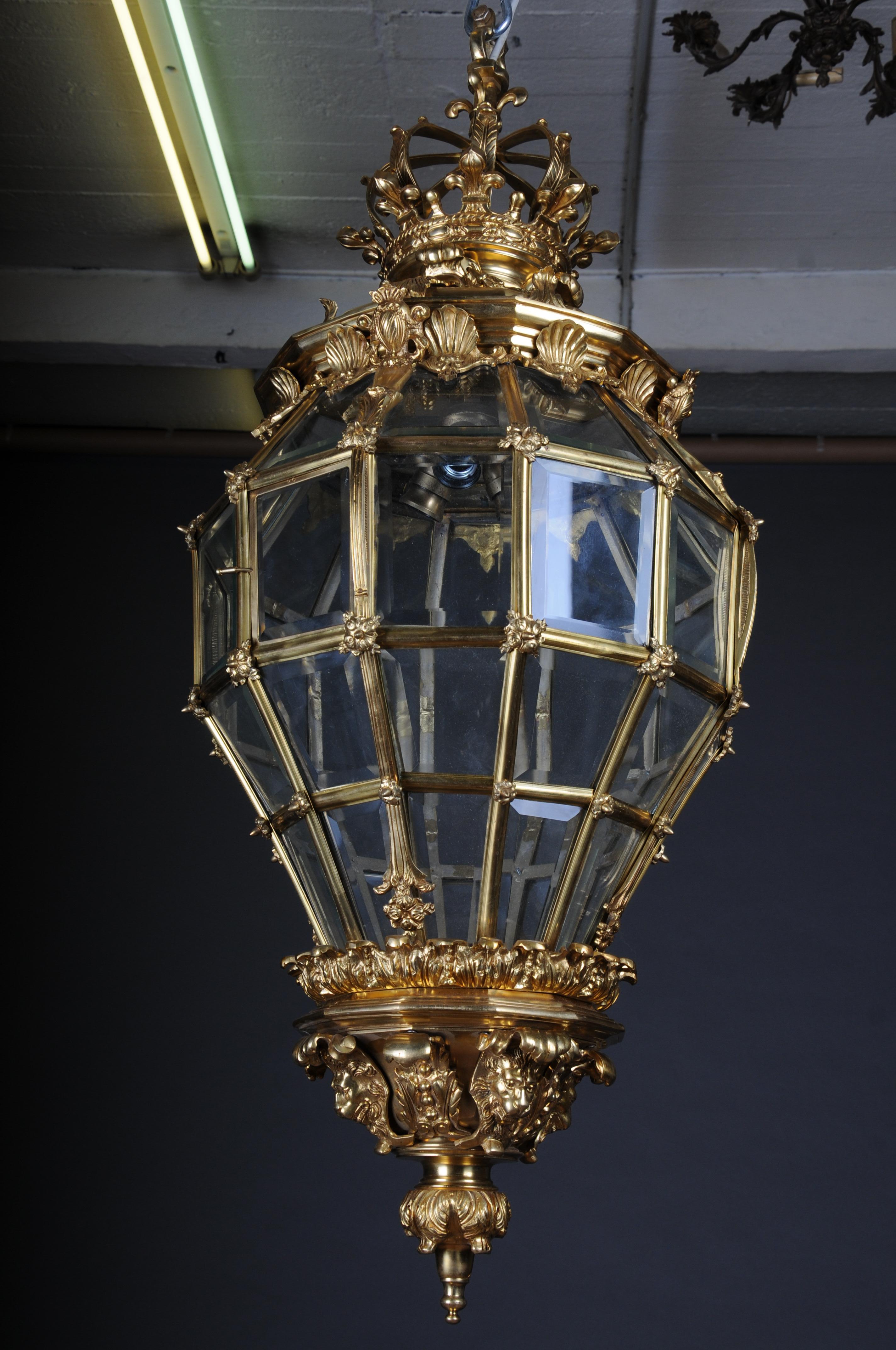 French Fire Bronze Brass Lantern/Chandelier Louis XVI Shape For Sale 13