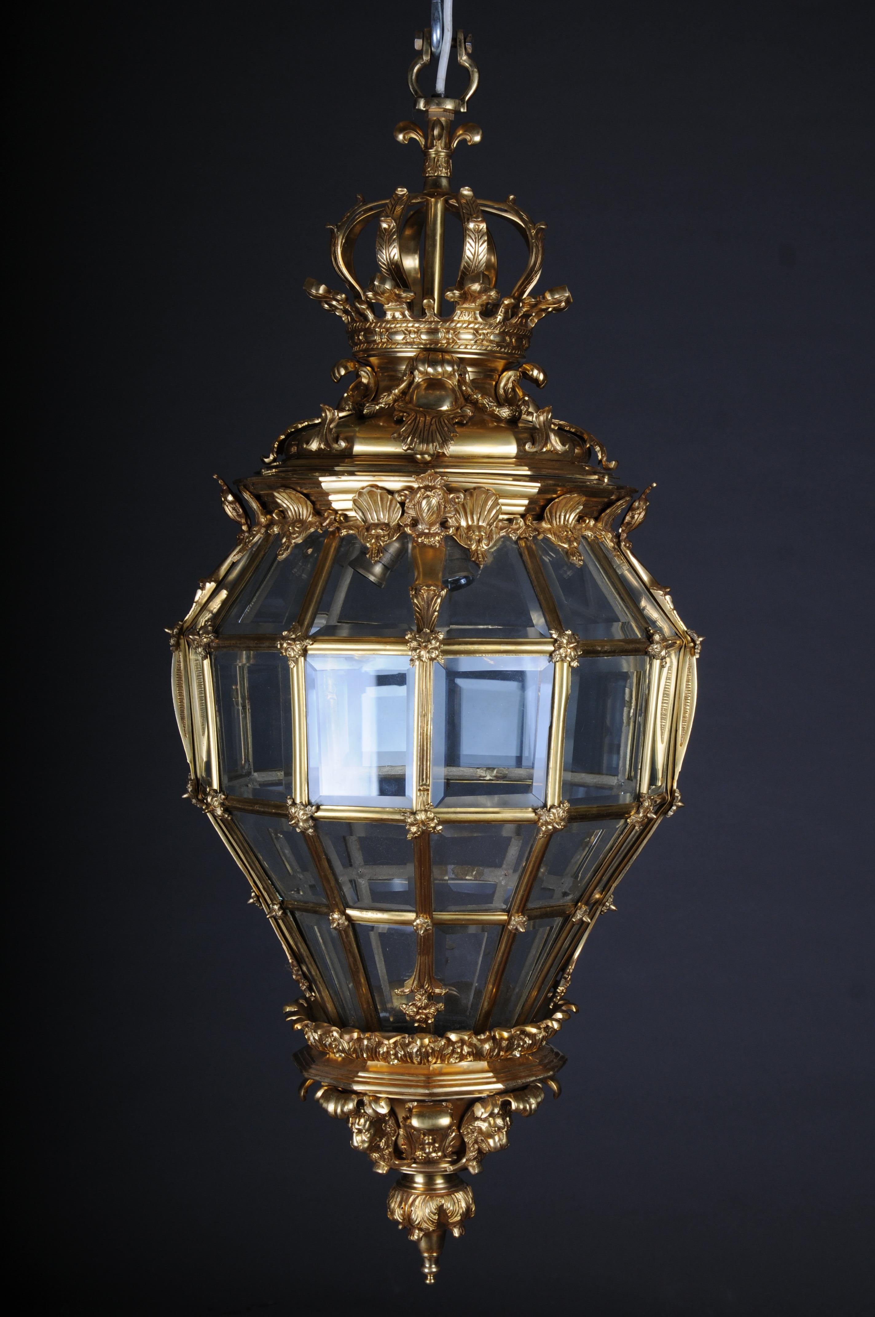 French Fire Bronze Brass Lantern/Chandelier Louis XVI Shape For Sale 15