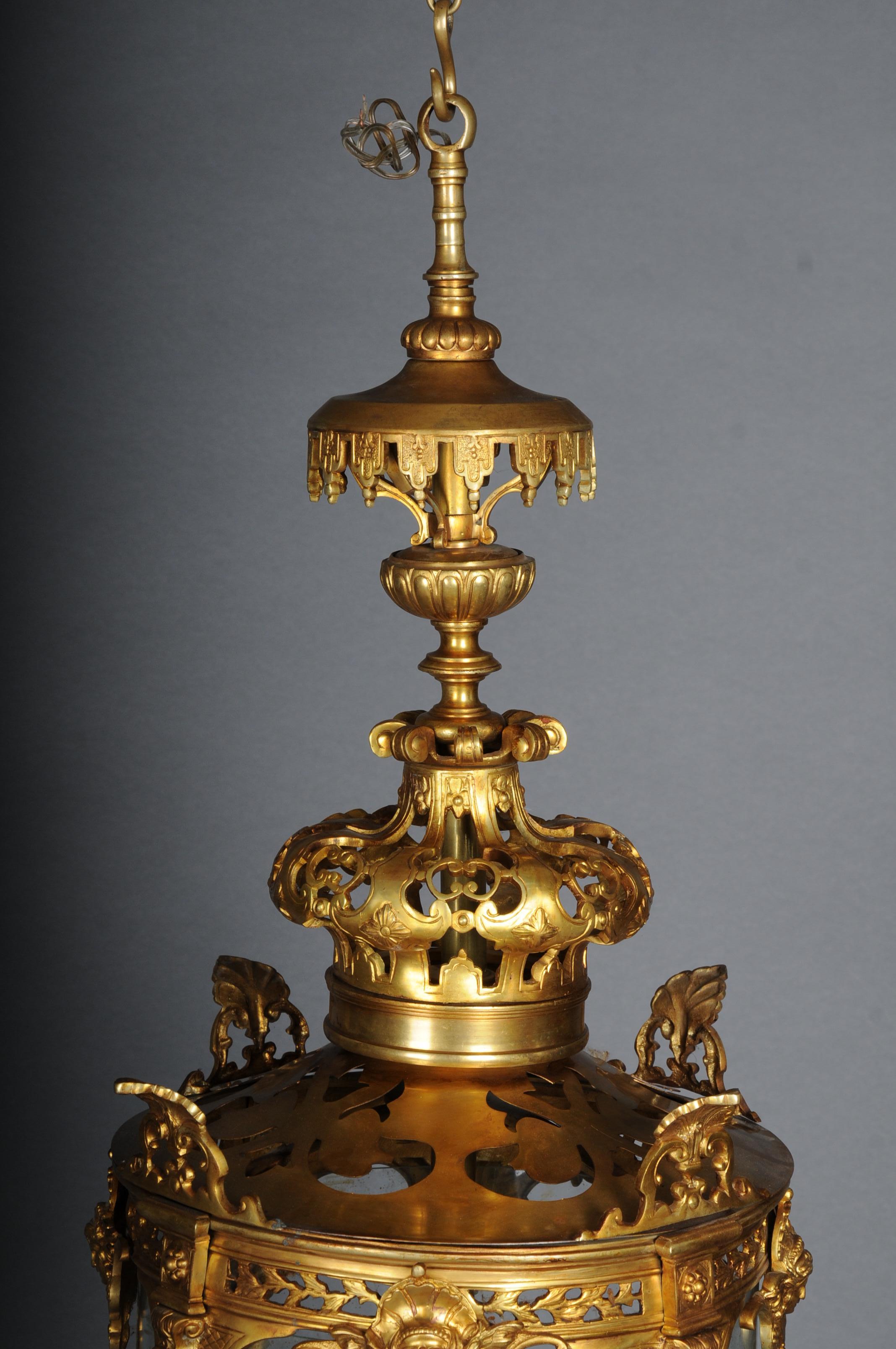 Französisch Feuer Bronze Messing Laterne/Chandelier Louis XVI Form (Vergoldet) im Angebot