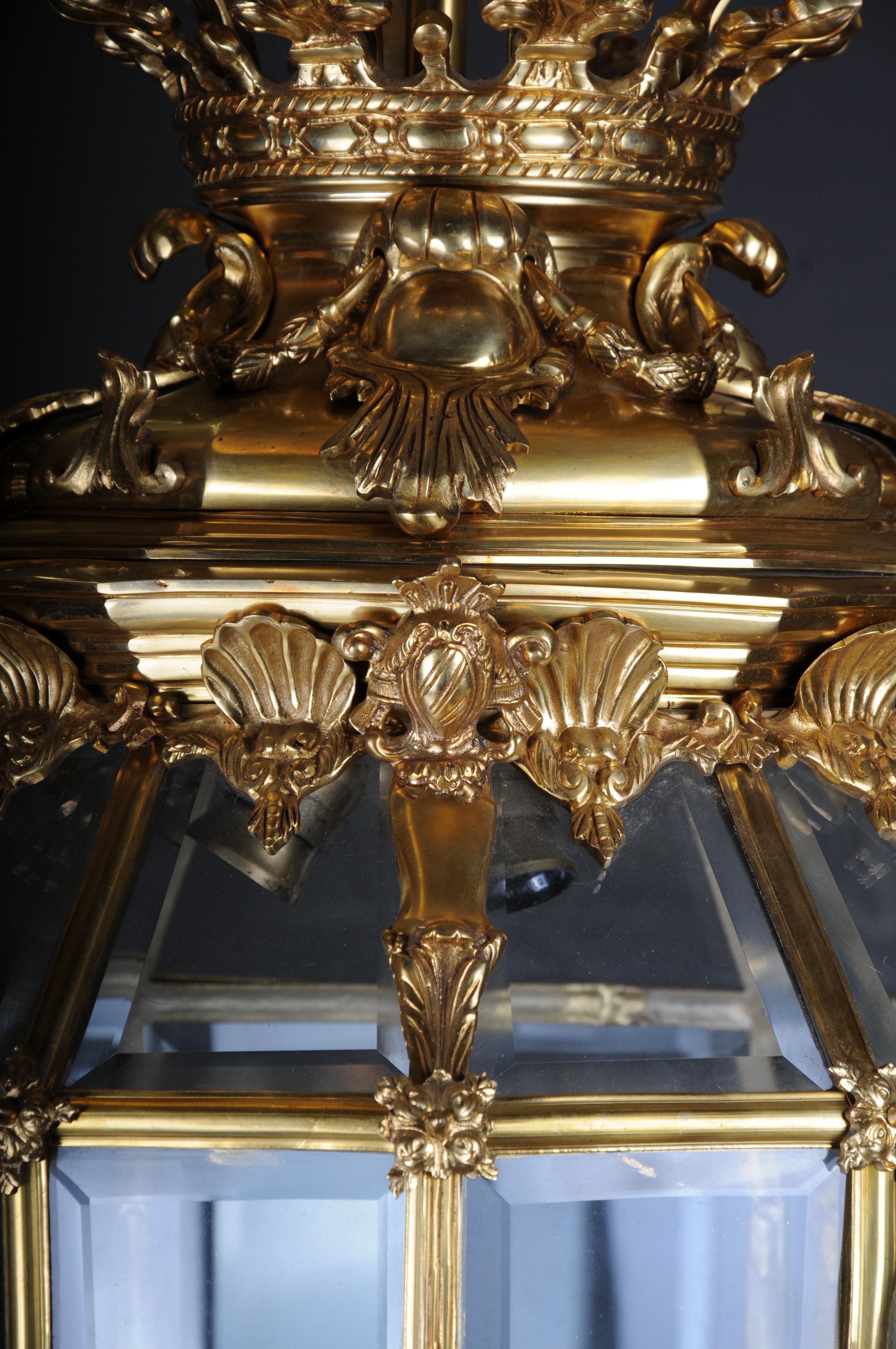 20th Century French Fire Bronze Brass Lantern/Chandelier Louis XVI Shape For Sale