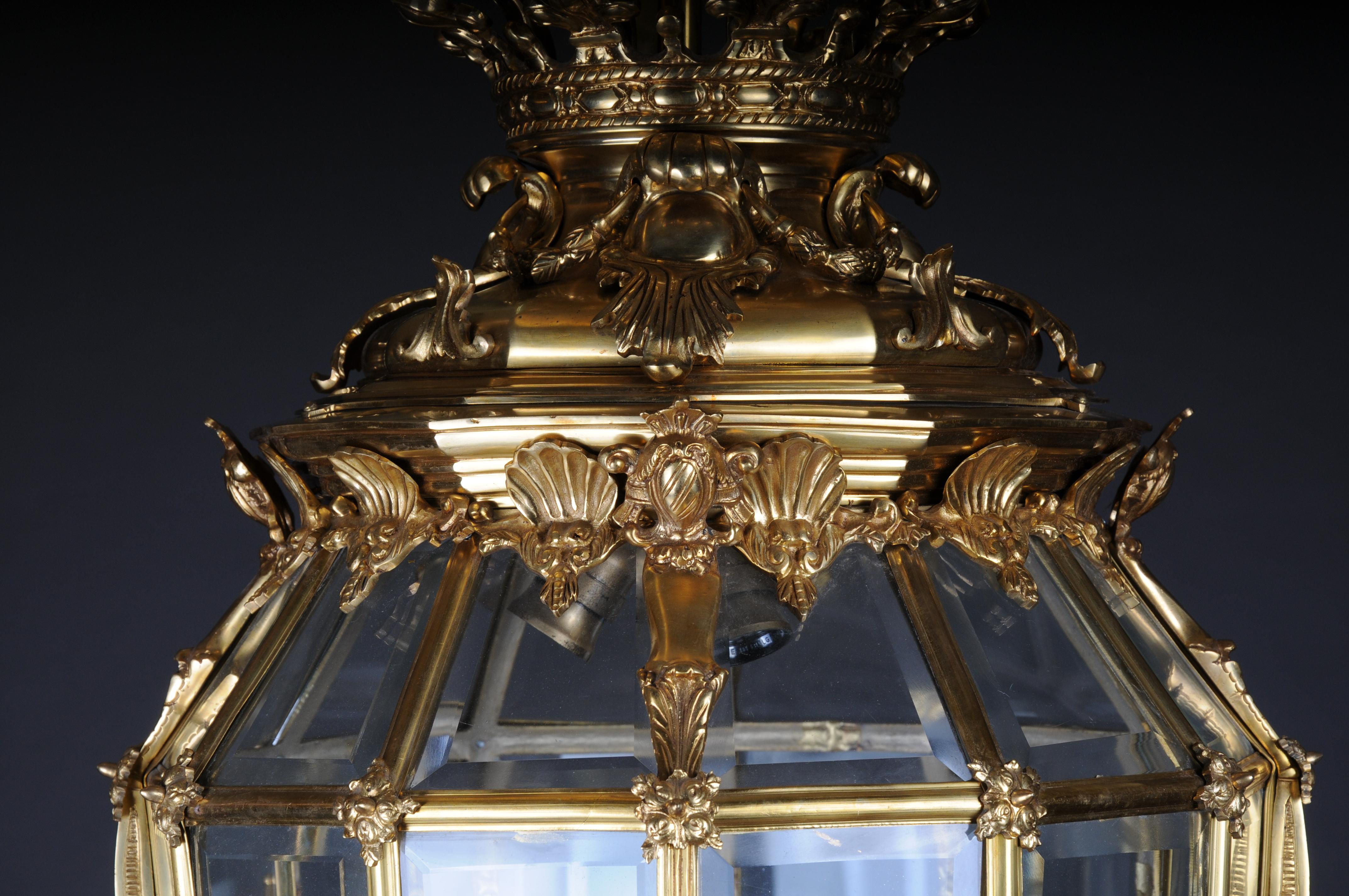 French Fire Bronze Brass Lantern/Chandelier Louis XVI Shape For Sale 2
