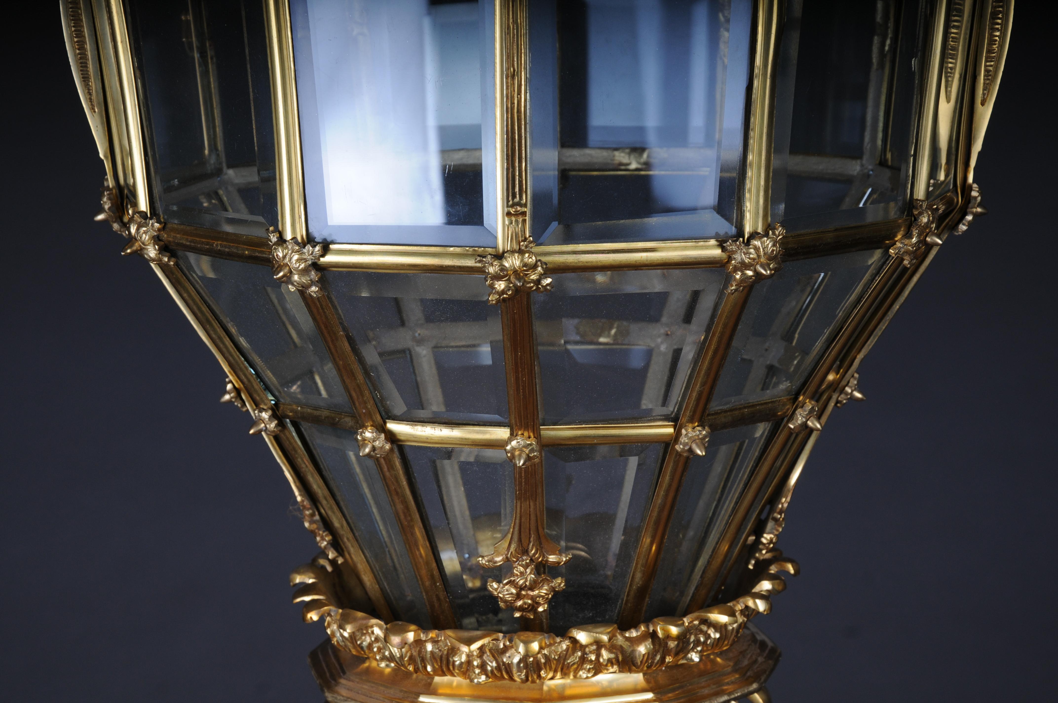 French Fire Bronze Brass Lantern/Chandelier Louis XVI Shape For Sale 3