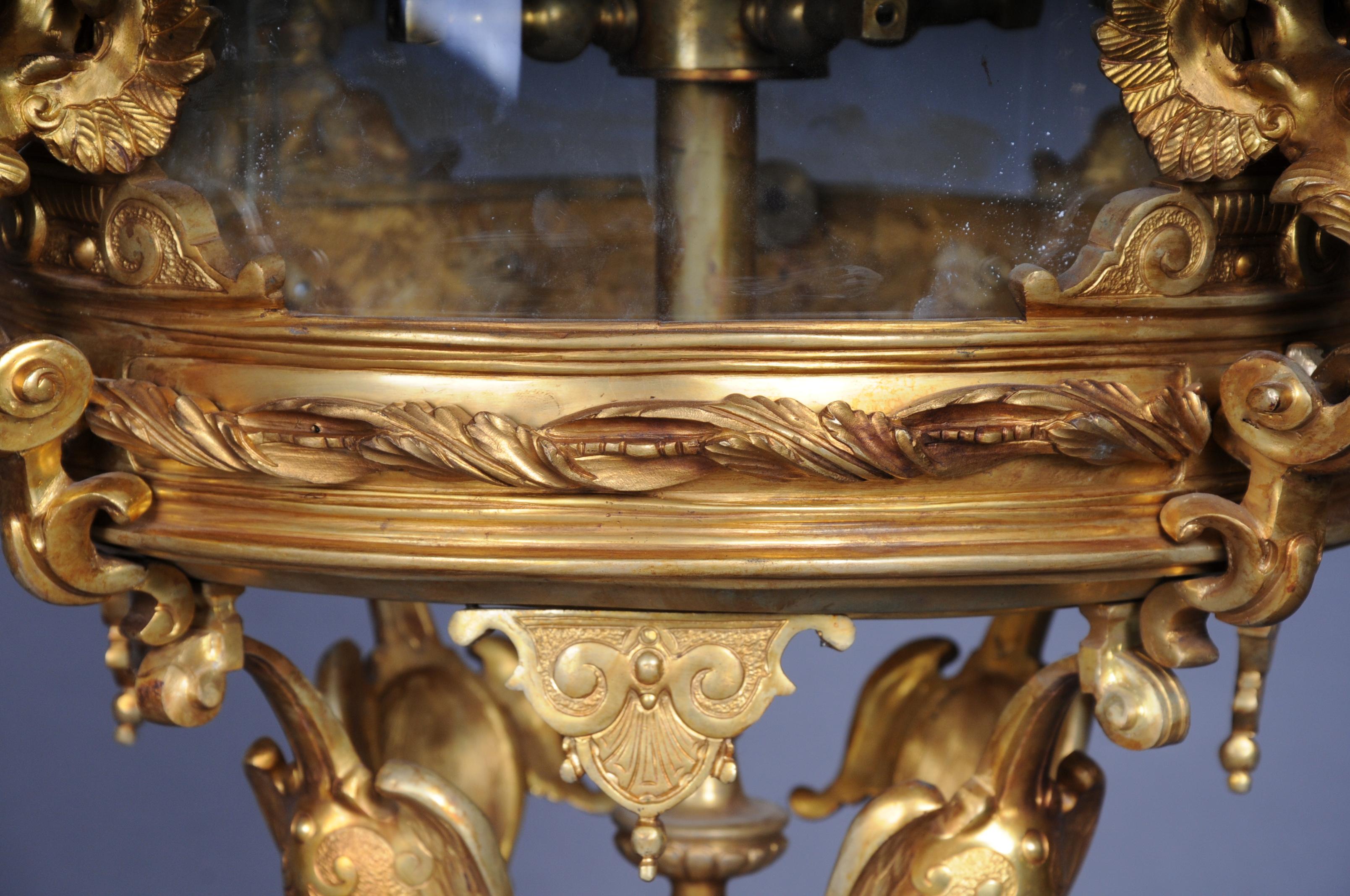 French Fire Bronze Brass Lantern/Chandelier Louis XVI Shape For Sale 3