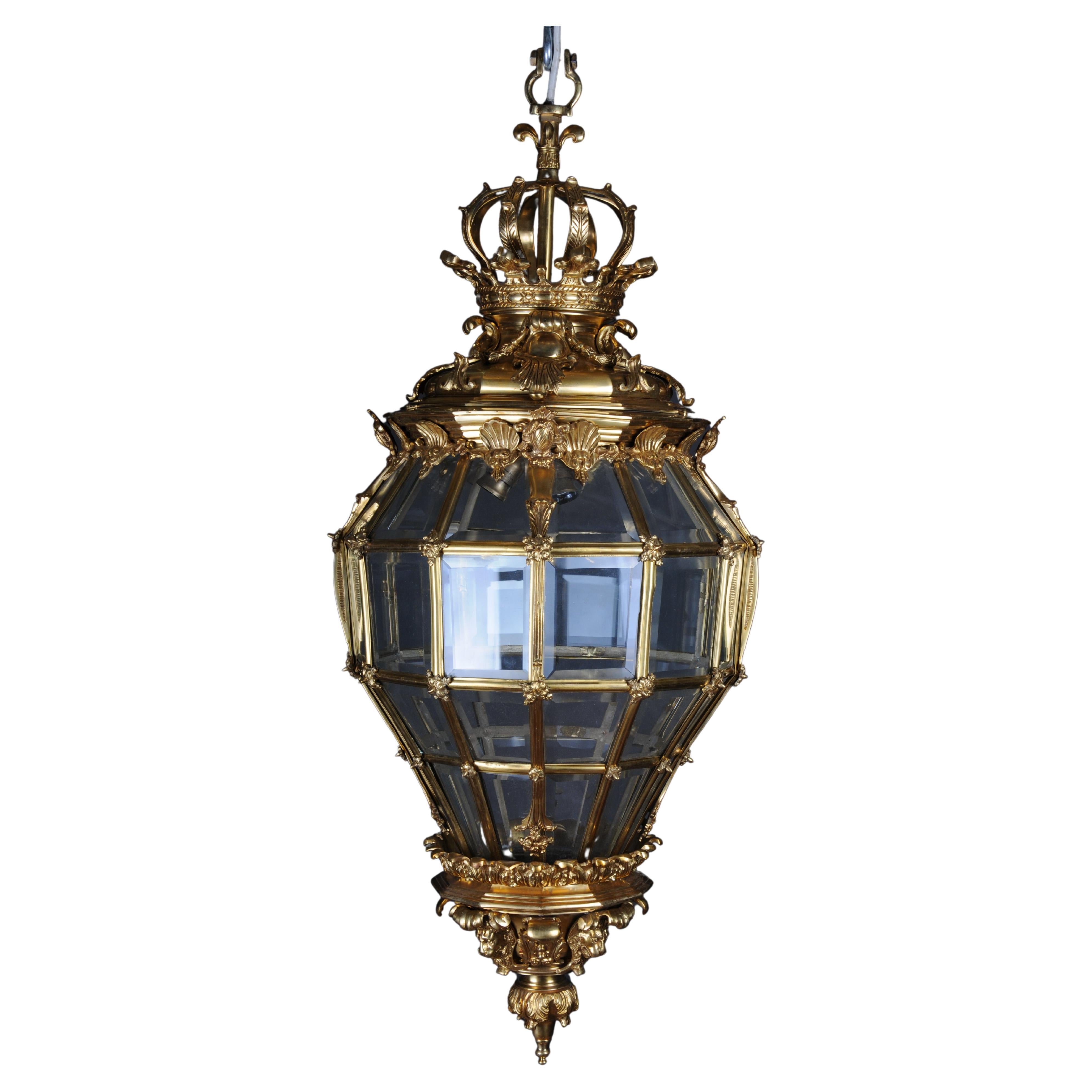 French Fire Bronze Brass Lantern/Chandelier Louis XVI Shape For Sale
