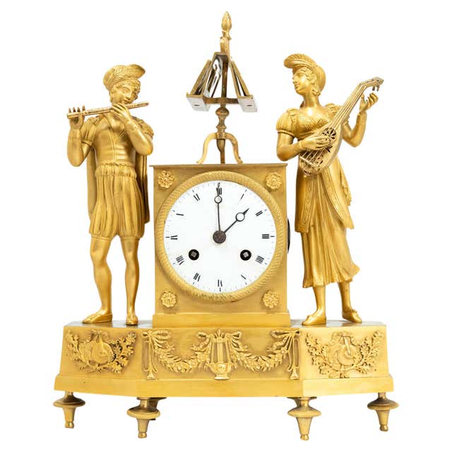 Clock Photo Figure Restauration Era French Bronze Clock Depicting a Woman in Prayer For ...