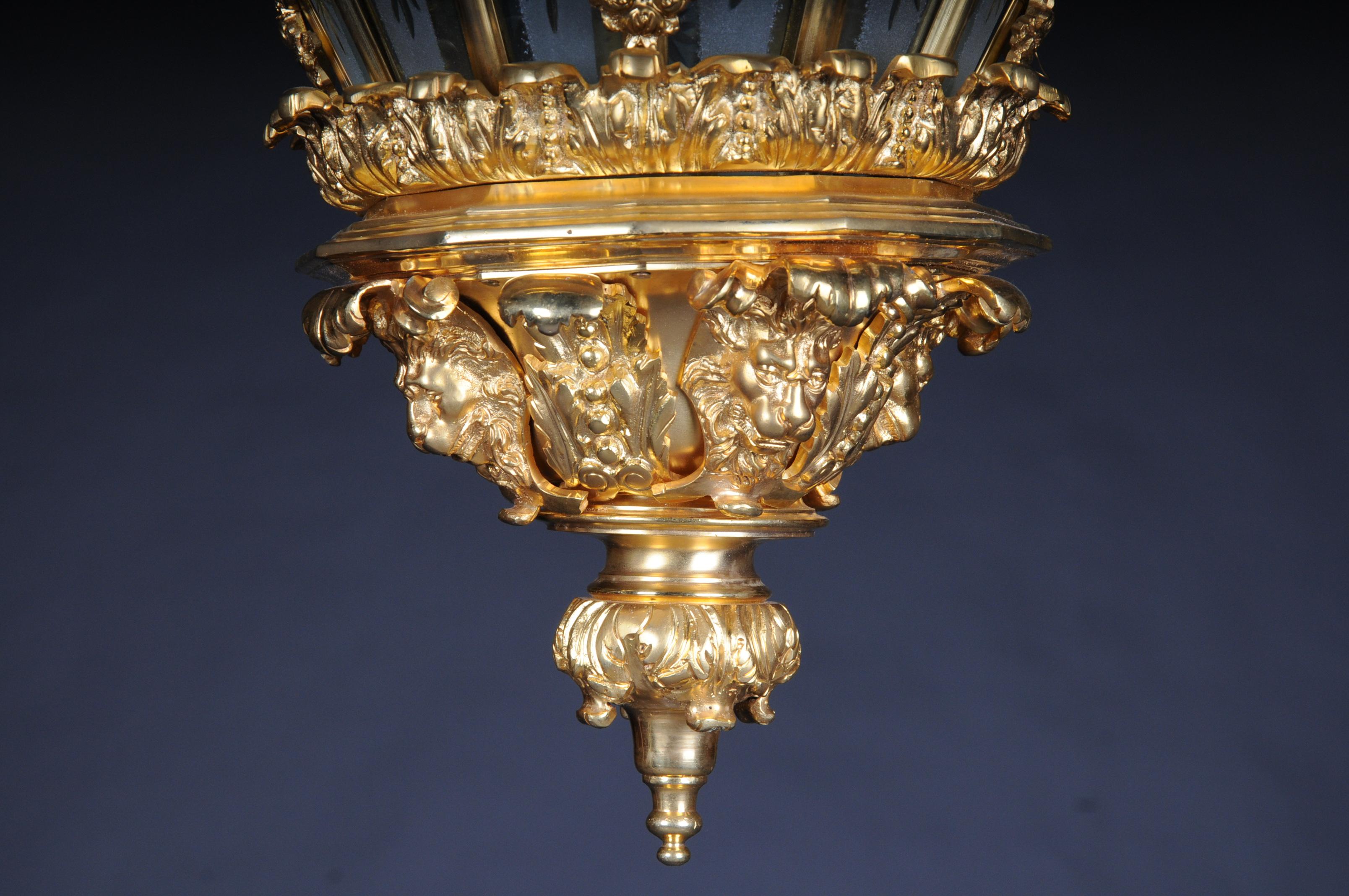 French Fire Gilt Bronze Lantern/Chandelier Versailles Shape 4