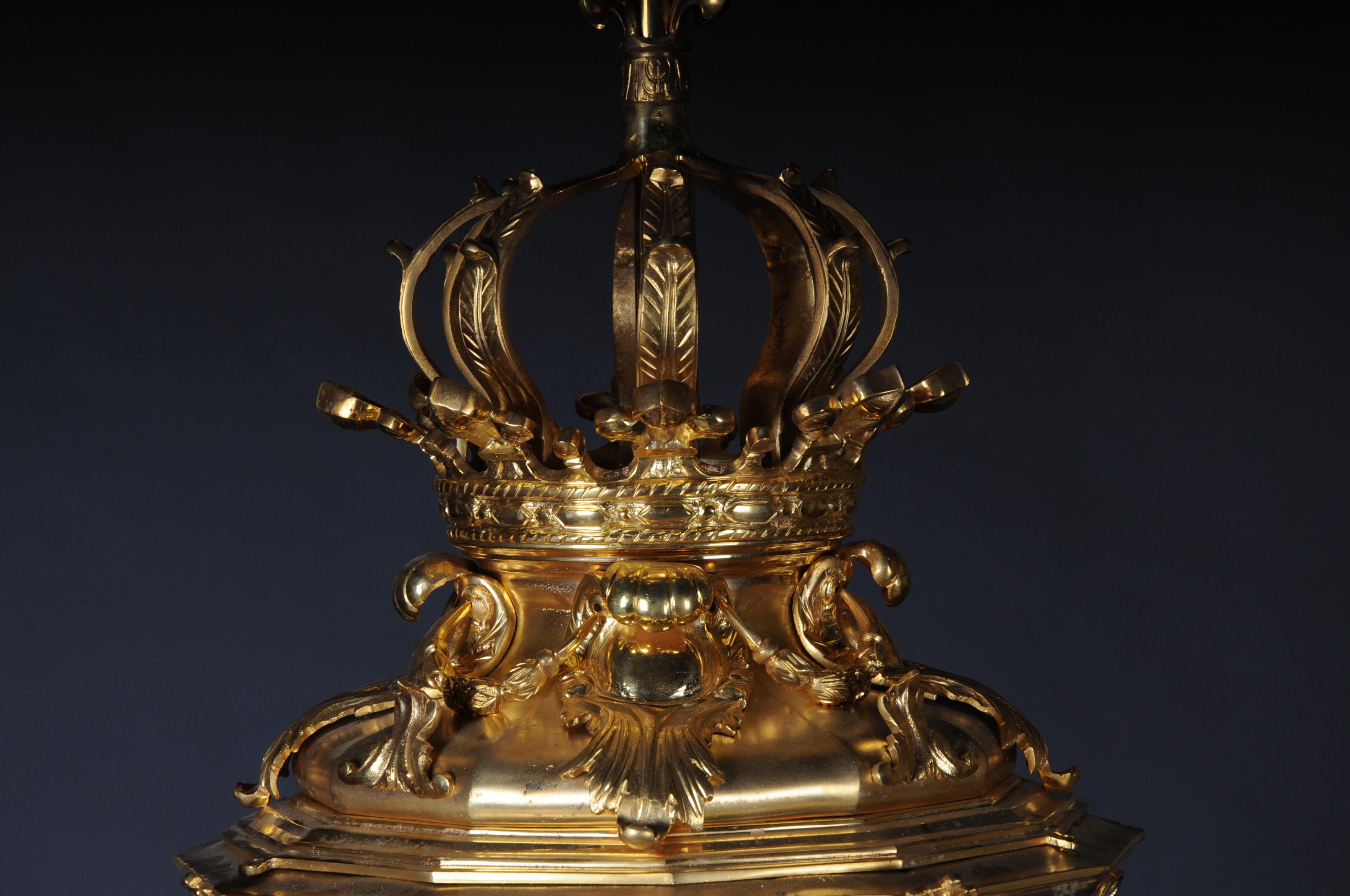 20th Century French Fire Gilt Bronze Lantern/Chandelier Versailles Shape For Sale