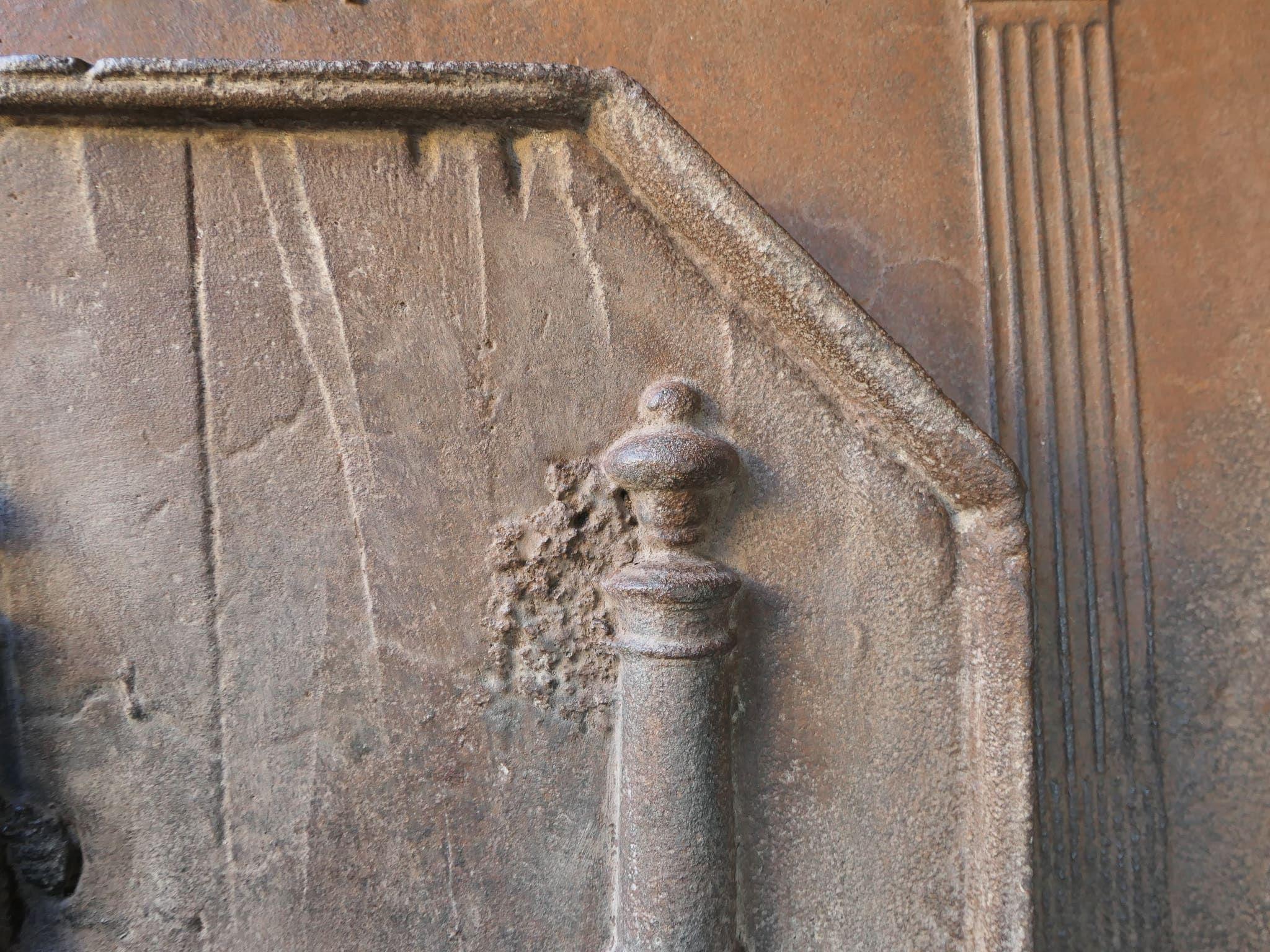 Iron French Fireback / Backsplash with Pillars of Hercules, 17th-18th Century For Sale