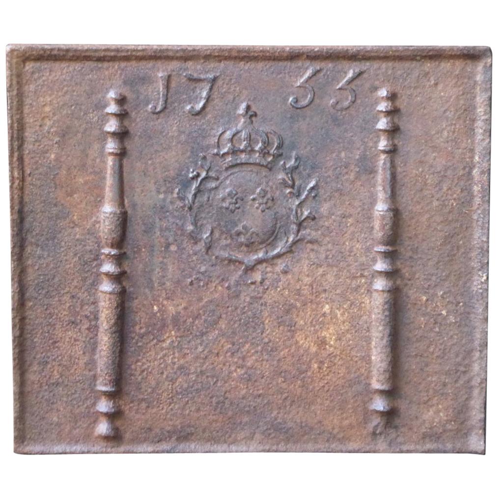 French Fireback with Coat of Arms of France, Dates 1755