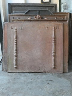 Antique French Fireback / Backsplash with Pillars of Hercules, 18th Century