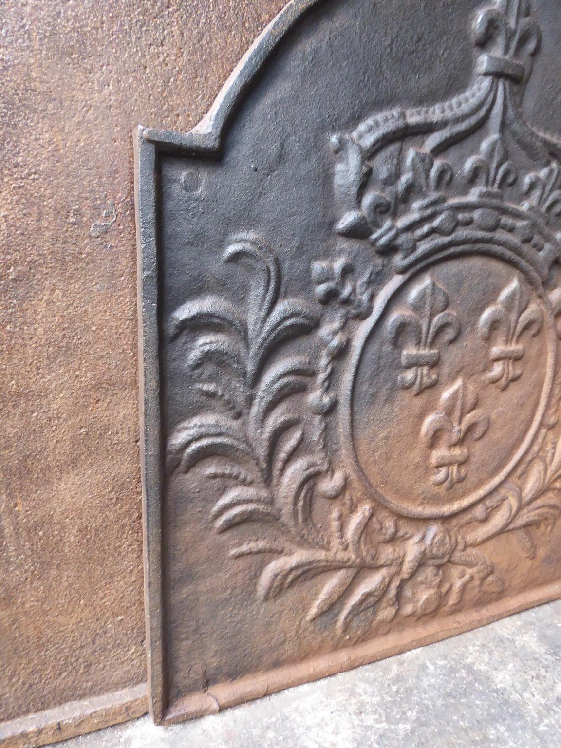 Cast French Fireback with the Coat of Arms of France