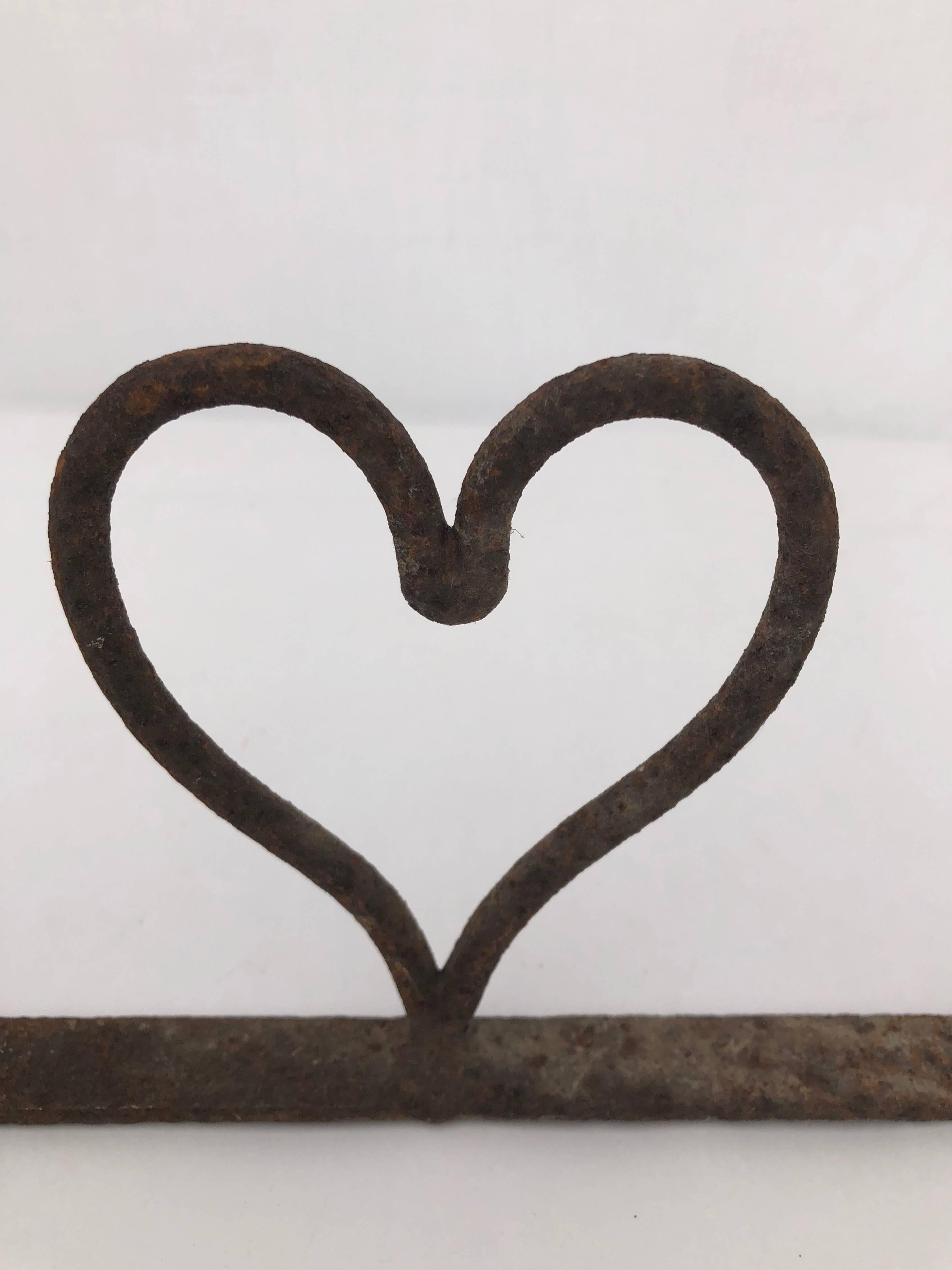 19th Century French Fireplace Forged Iron Pot Holder with Forged Heart Shaped Interior, 1800s For Sale