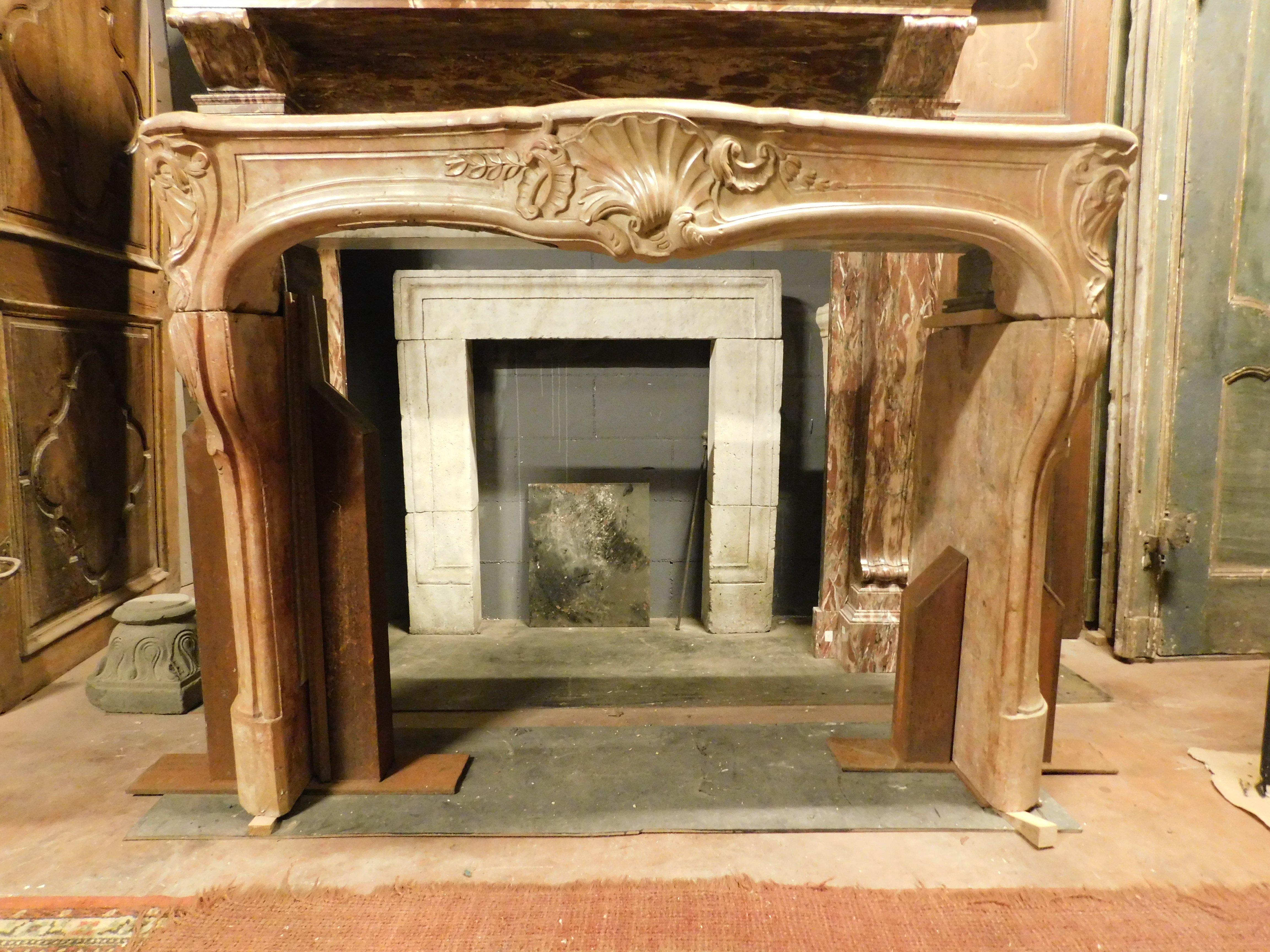 Hand-Carved French fireplace mantle in 