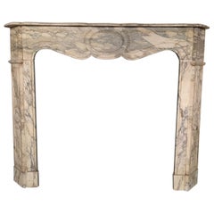 French Fireplace Mantle Pompadour in "Calacatta Carrara" Marble, 19th Century