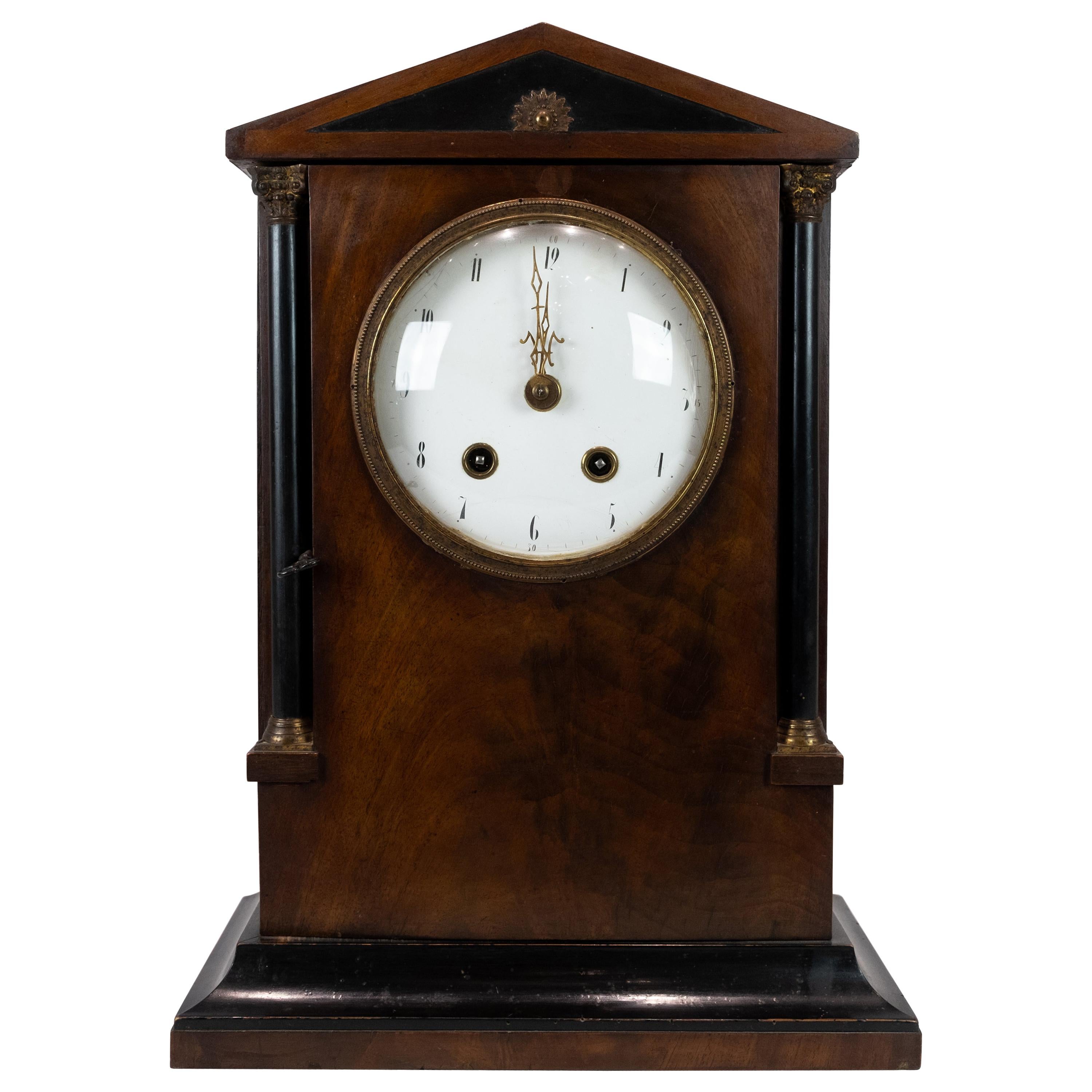 French Fireplace Table Clock in Mahogany from the 1840s