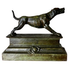 Statua di cane da caccia francese da focolare  Un bel pezzo in ferro patinato
