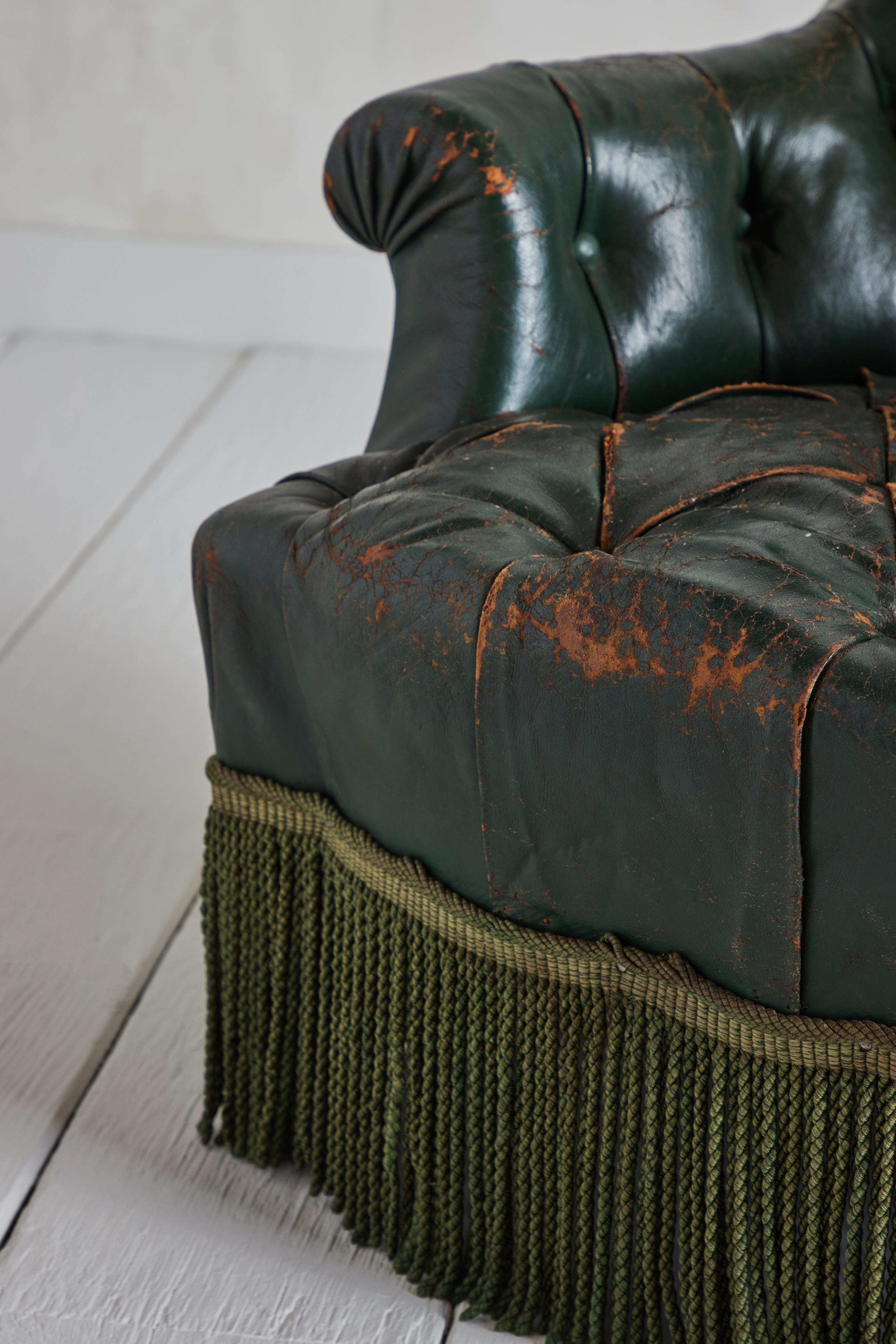 French Fireside Leather Chair in Hunter Green 6