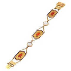 Bracelet français du Premier Empire en or 18 carats, cornaline, collier géorgien