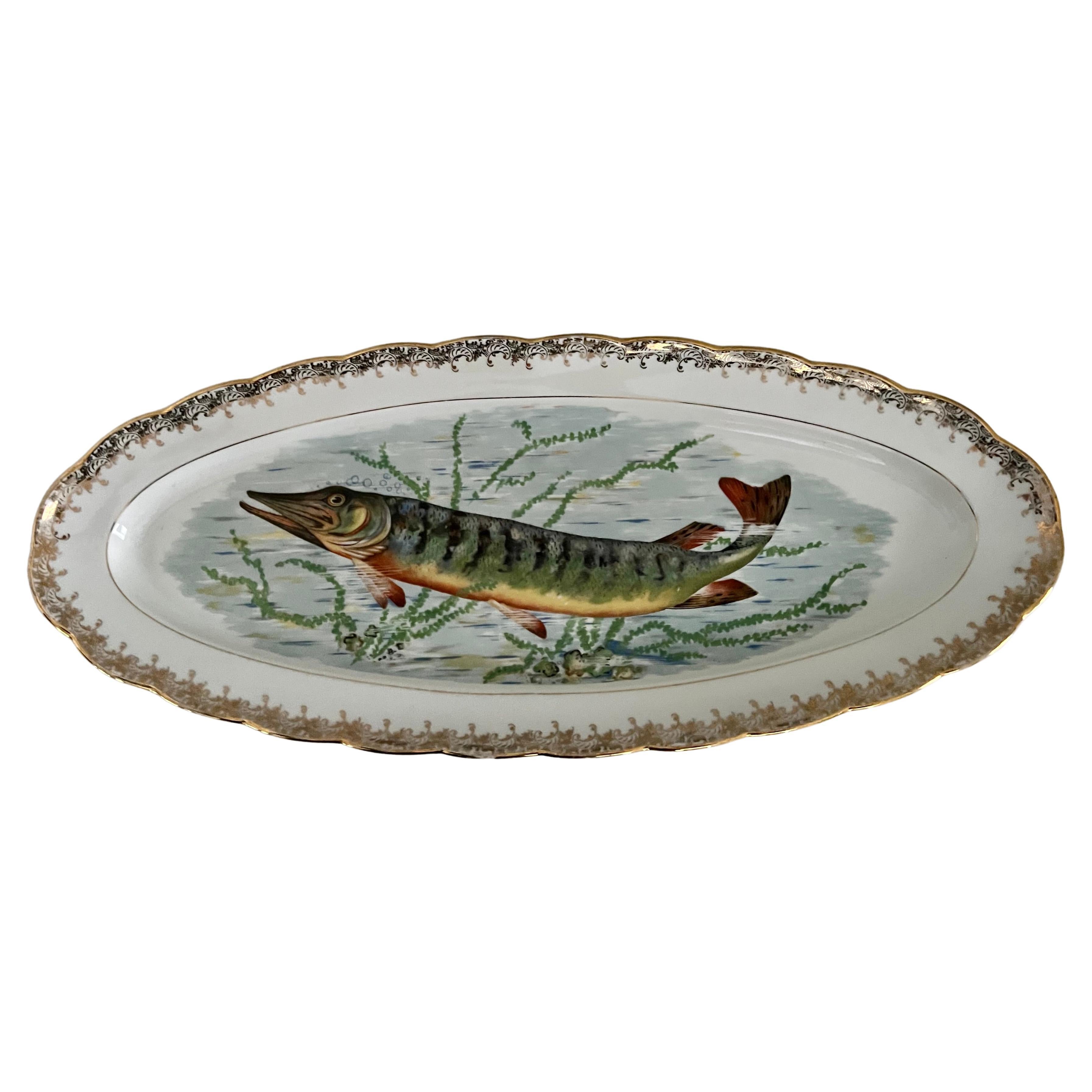 French Fish Platter with Gold Border