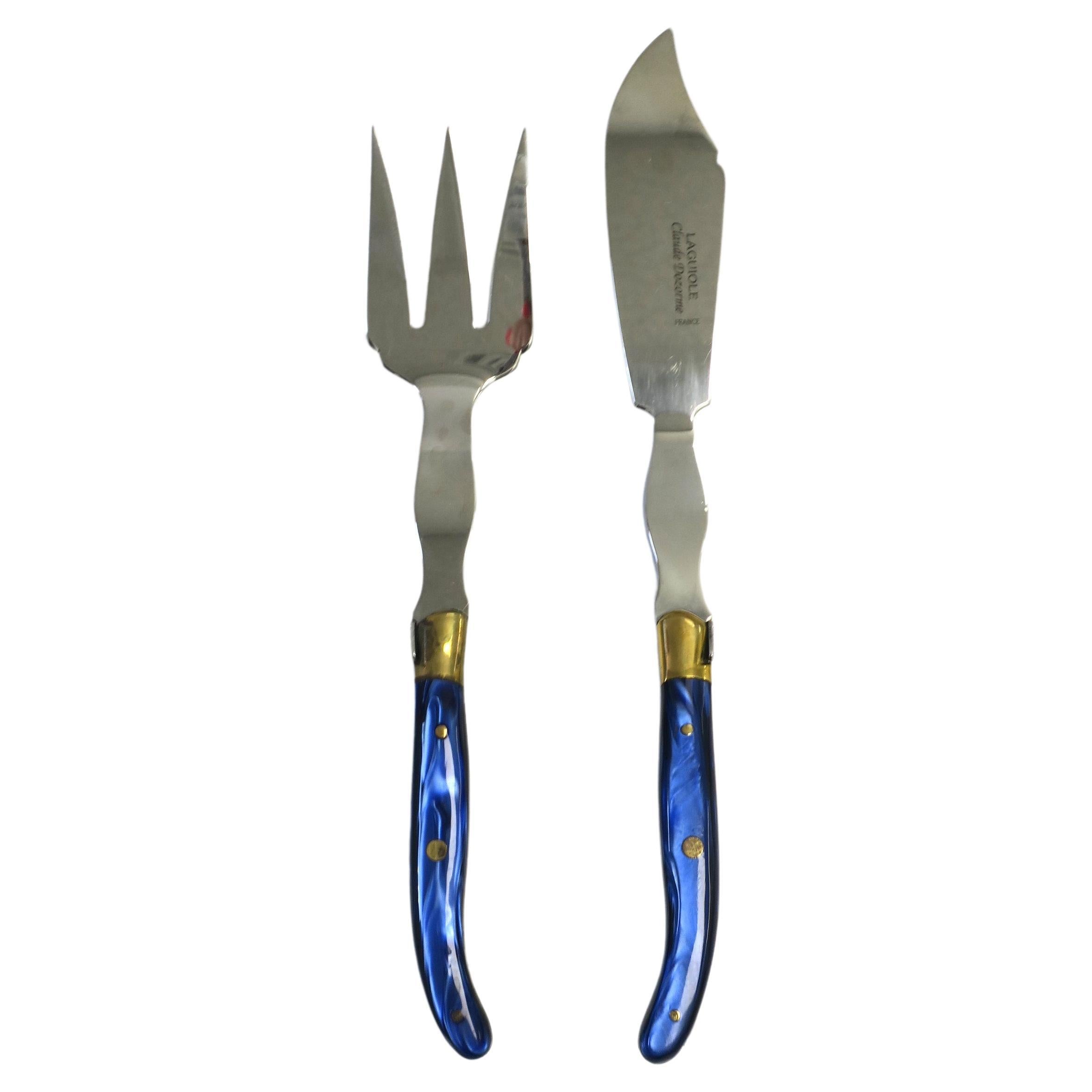 French Fish Poisson Fork and Knife Cutlery Service, Set of 2 For Sale