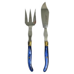 Used French Fish Poisson Fork and Knife Cutlery Service, Set of 2