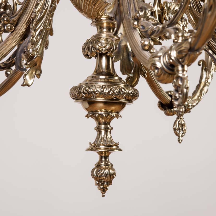 French Five-Arm Chandelier with Ornate Floral Brass Work 3