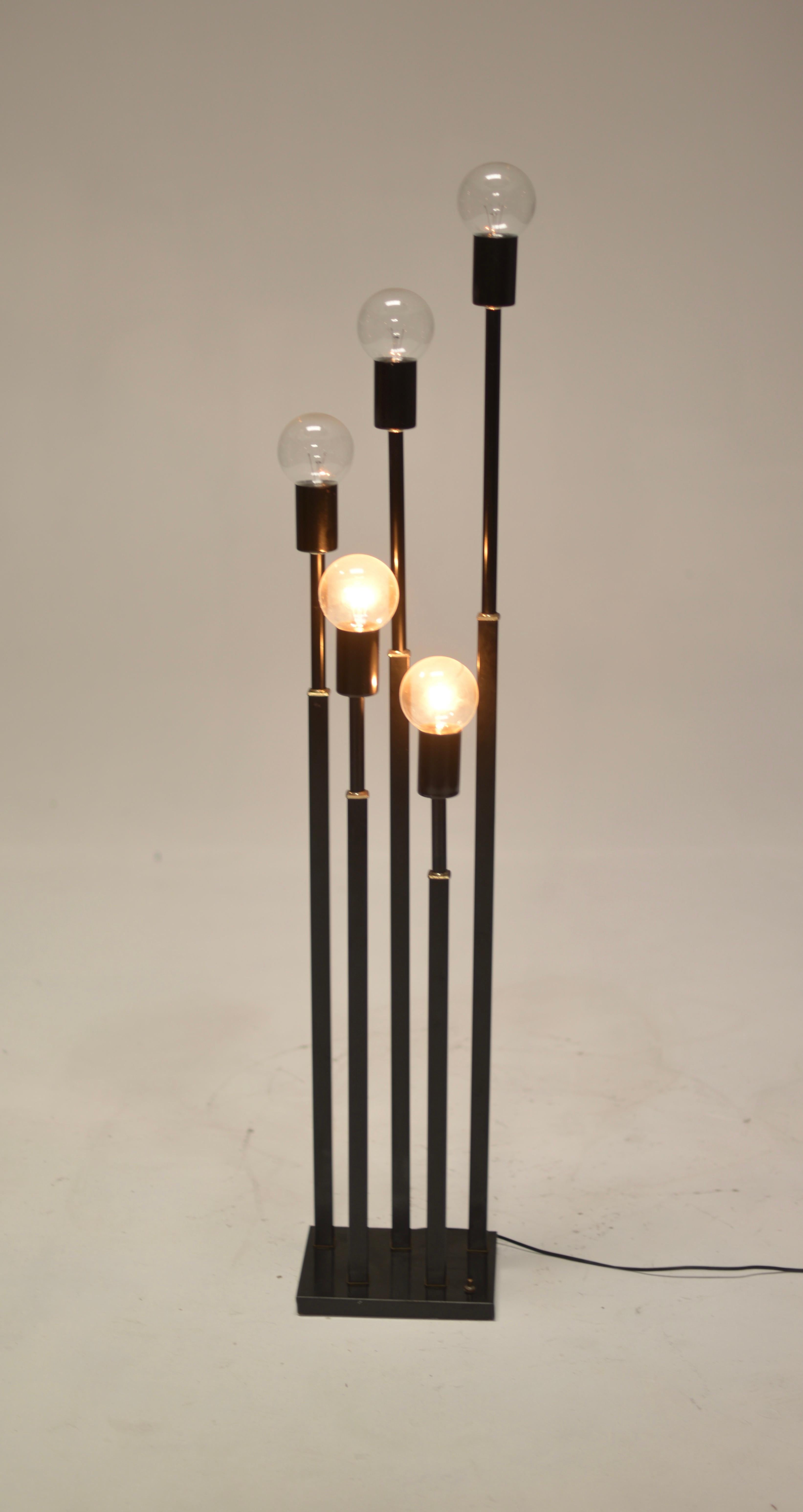 French Five-Stem Black Floor Lamp For Sale 1