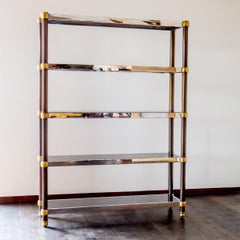 French Five Tier Copper, Brass and Chrome Etagere 1970s