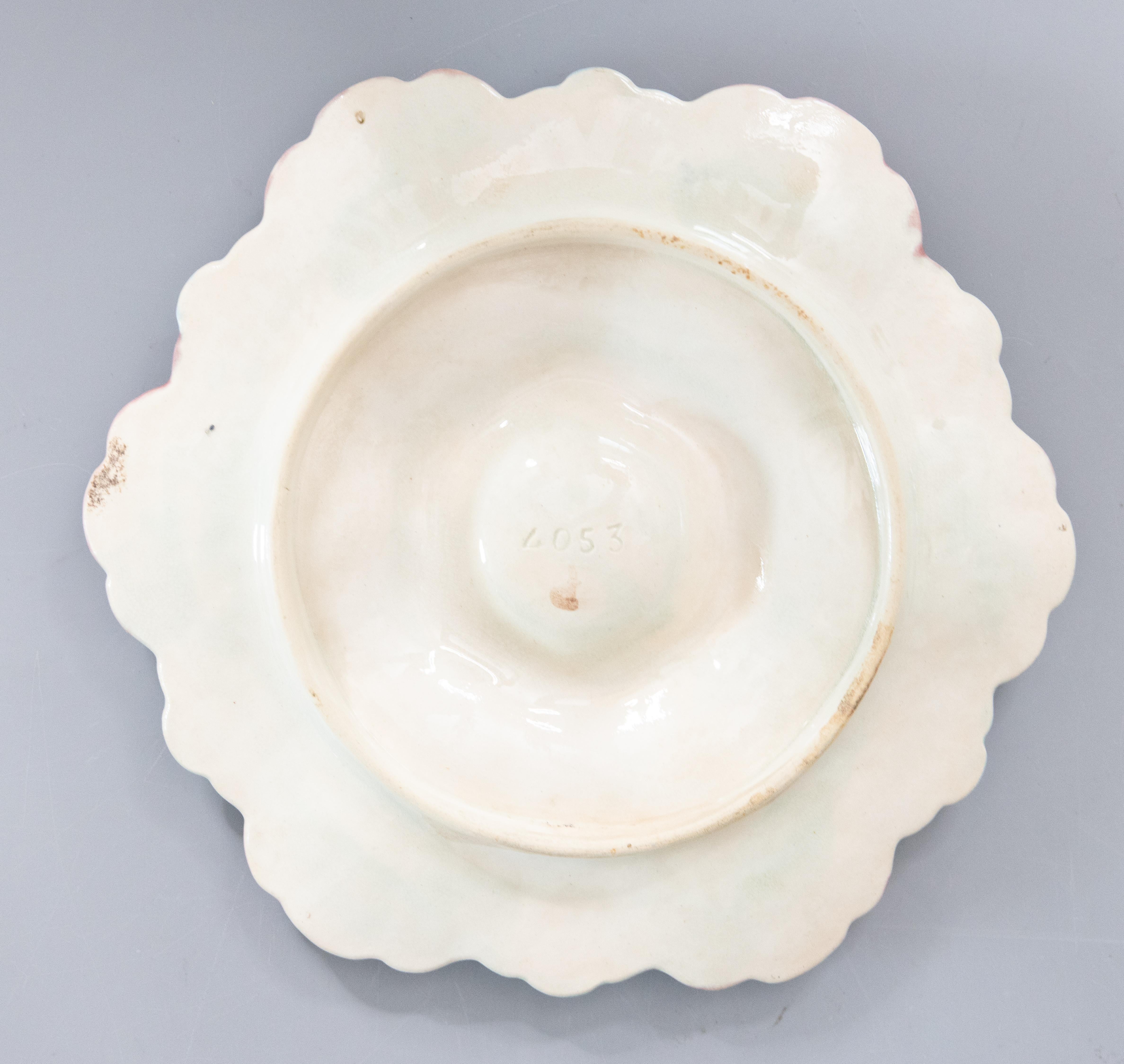 19th Century French Fives Lille Majolica Turquoise Oyster Plate, circa 1890