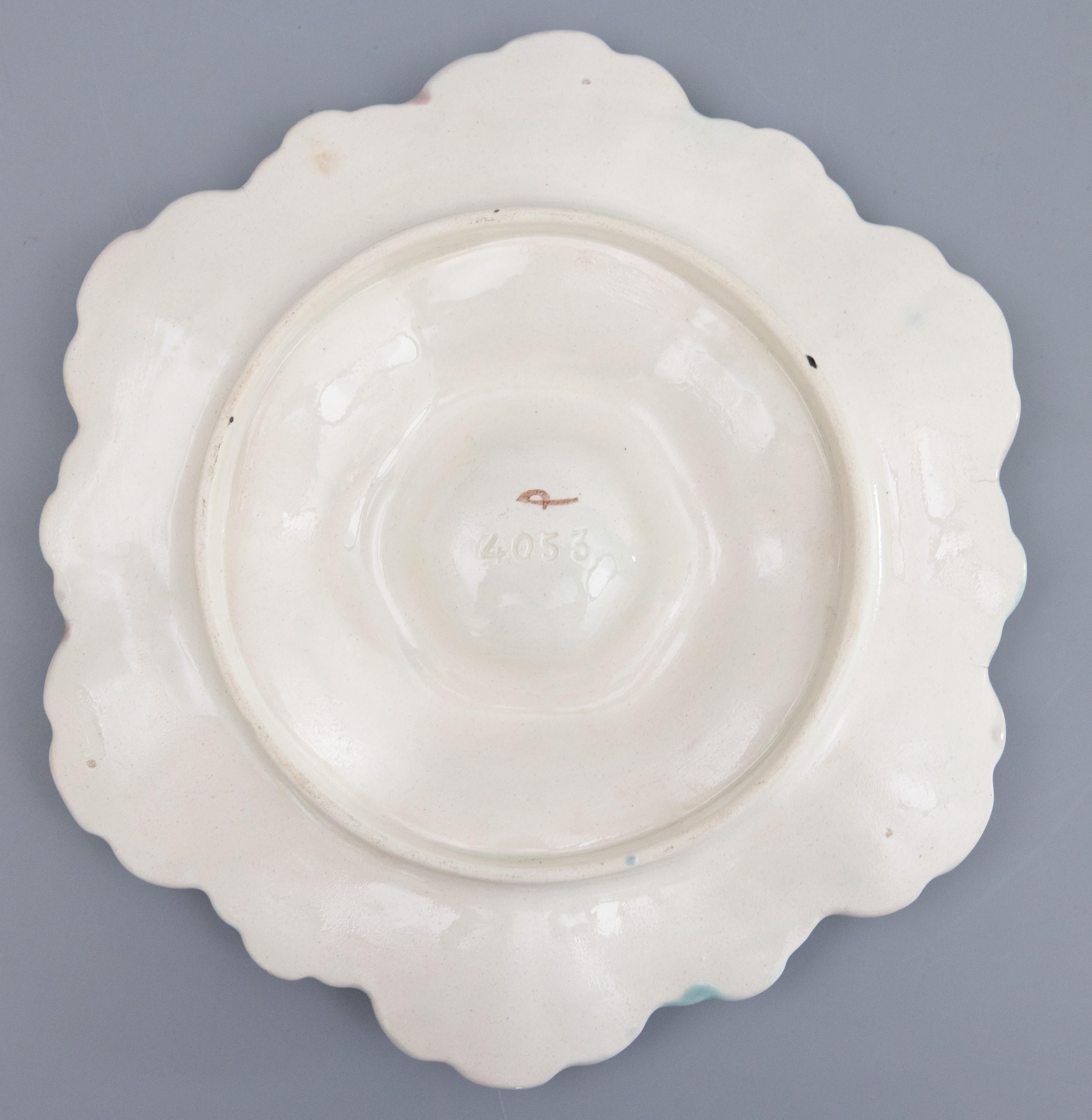 French Fives-Lille Majolica Turquoise Oyster Plate, circa 1890 For Sale 2