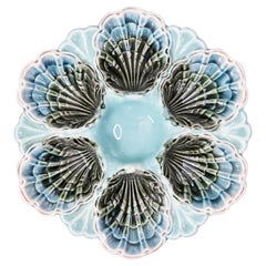 French Fives-Lille Majolica Turquoise Oyster Plate, circa 1890