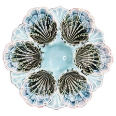 French Fives-Lille Majolica Turquoise Oyster Plate, circa 1890