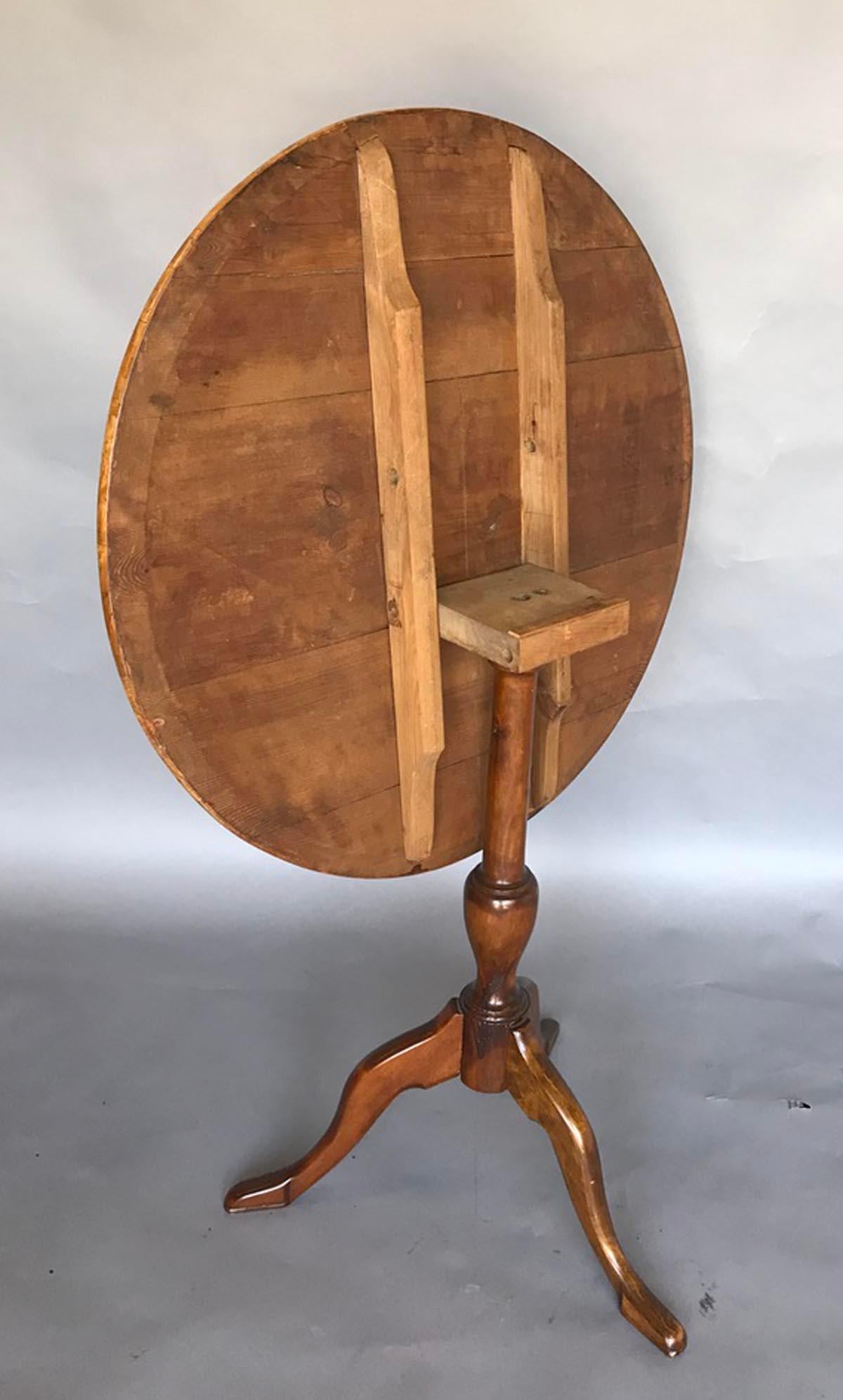 19th Century French  Flame Birch Tilt Top Table