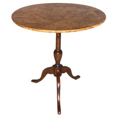 Antique French  Flame Birch Tilt Top Table