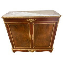 French  Flame Mahogany Cabinet with Bronze Dore Mounts and Two Doors