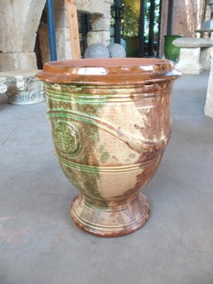 French Flamme Glazed Single Anduze Pot by Boisset, 21st Century H-15in