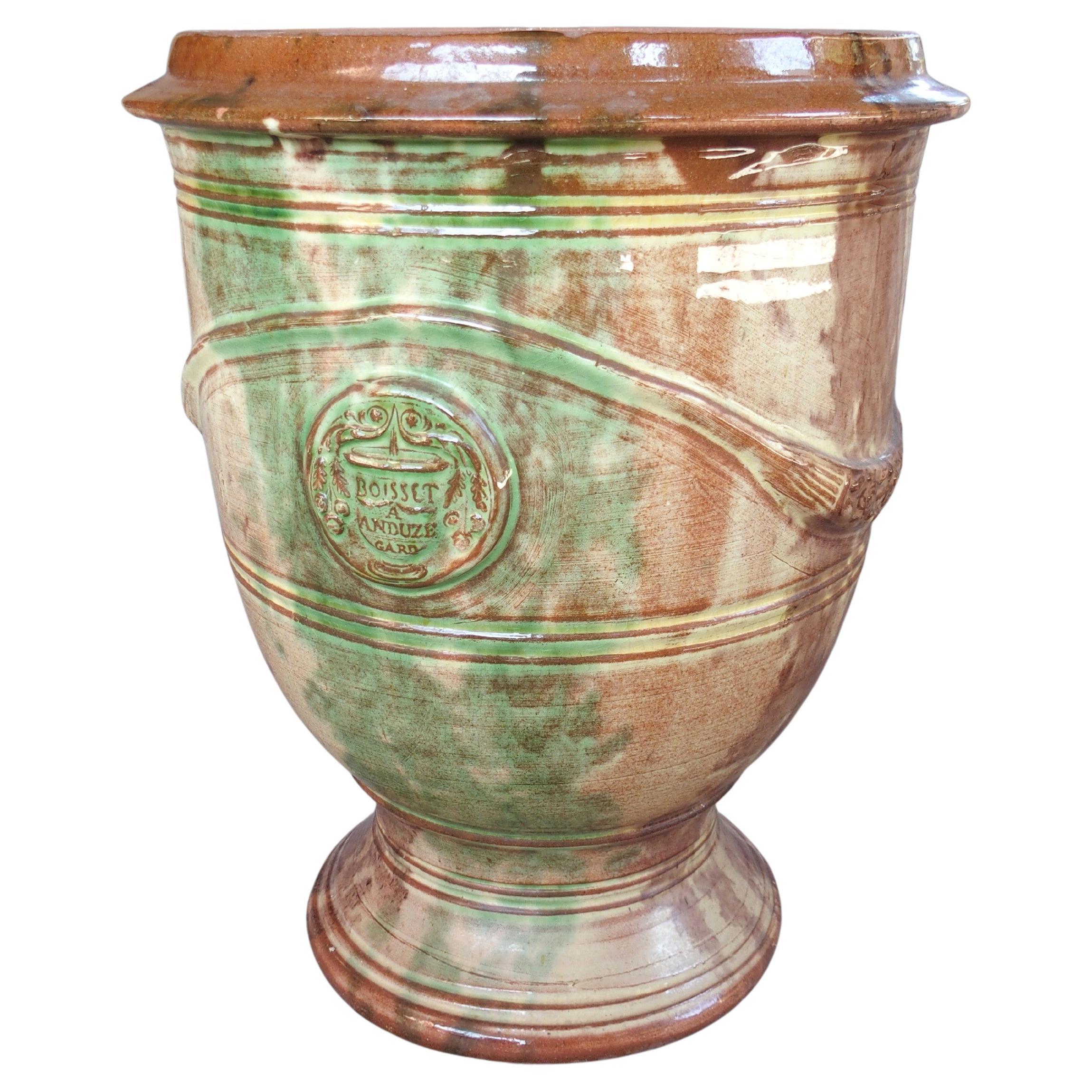 French Flamme Glazed Single Anduze Pot by Boisset, 21st Century H-15in