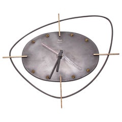 Vintage French Modern Atomic Wall Clock by  Flash Transistor  France, 1960s