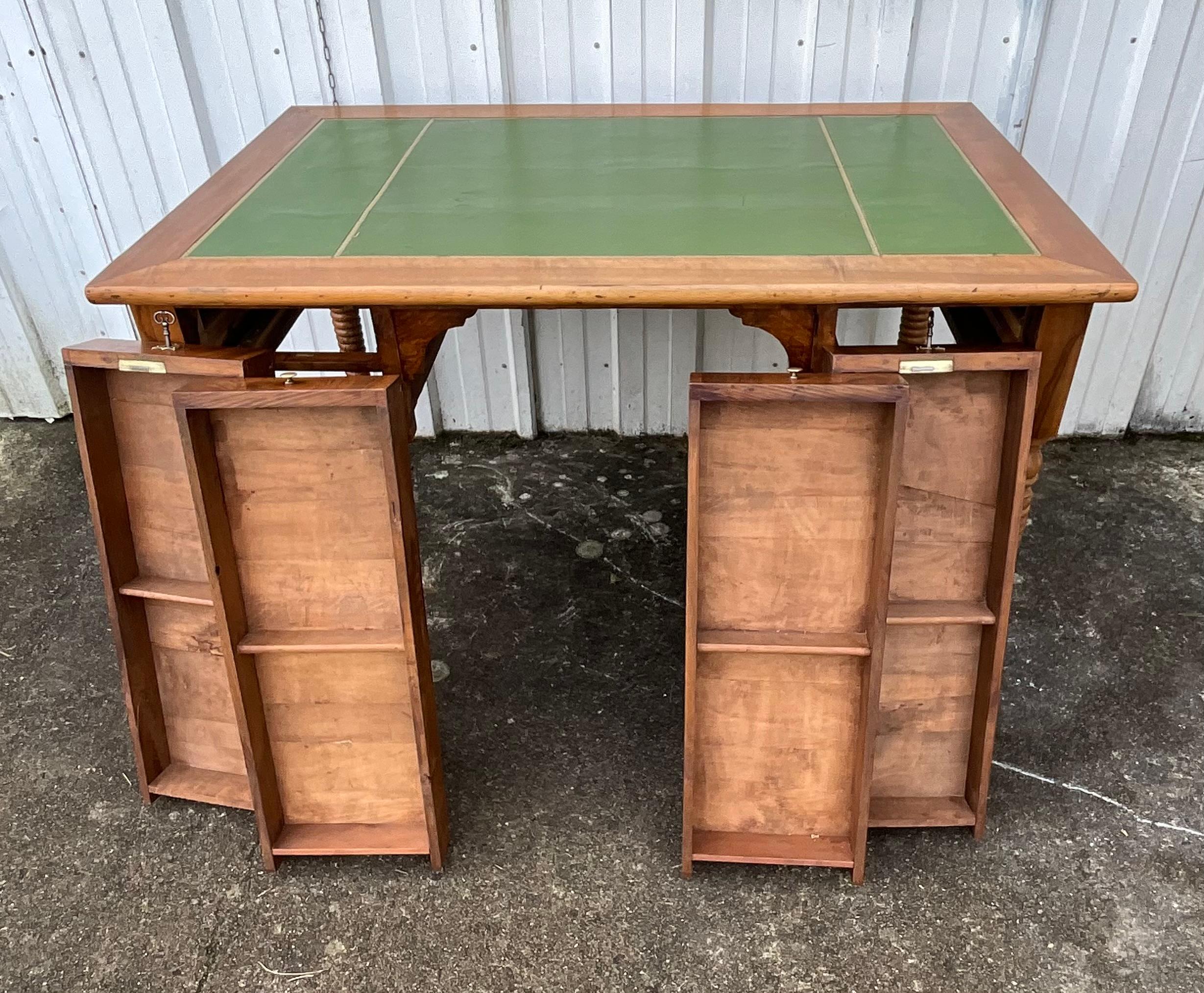French Flat Desk Louis Philippe In Burl Walnut Late 19th For Sale 5