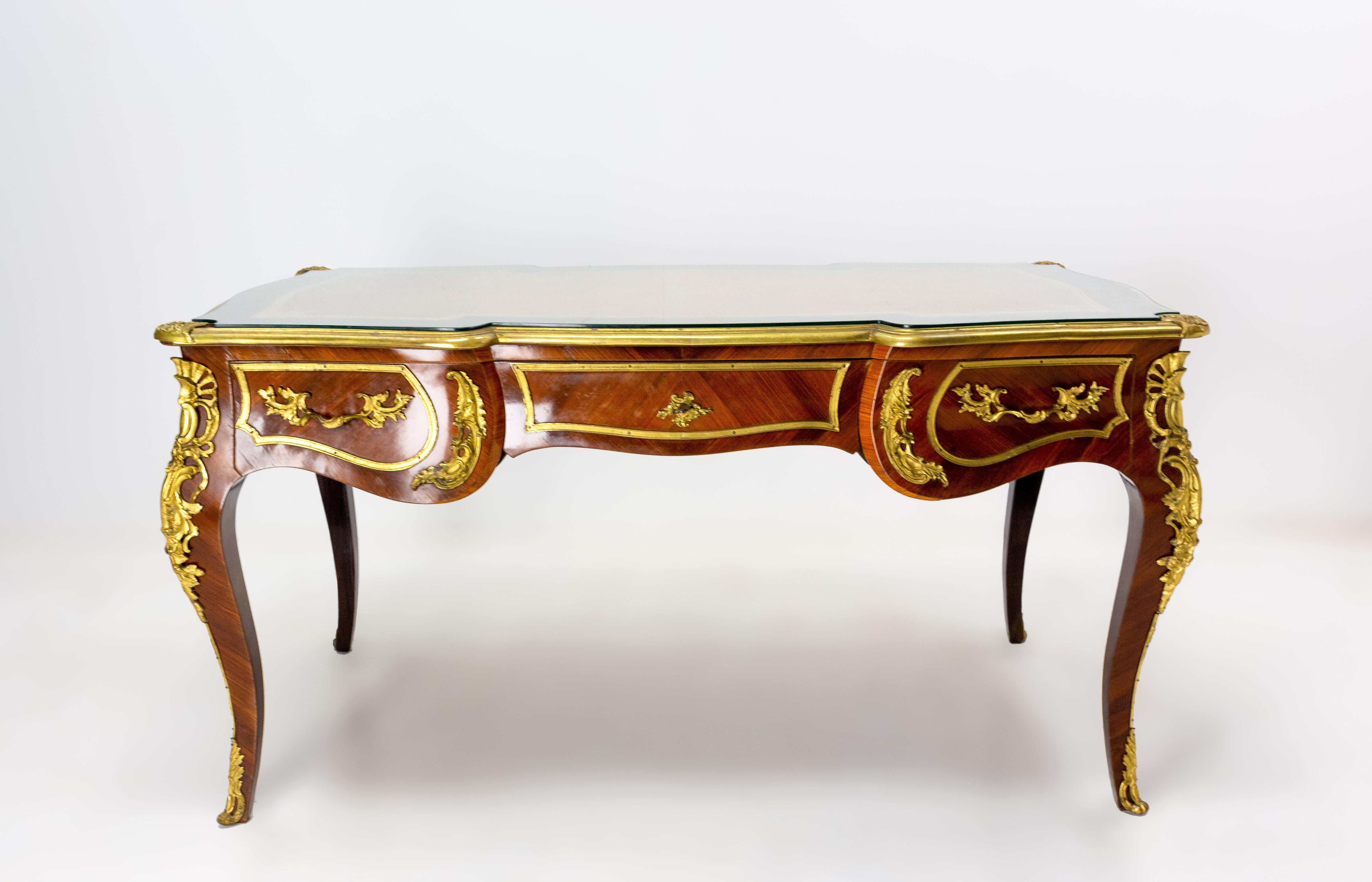 Mid-20th Century French Flat Desk Louis XV Style, Mid-Century