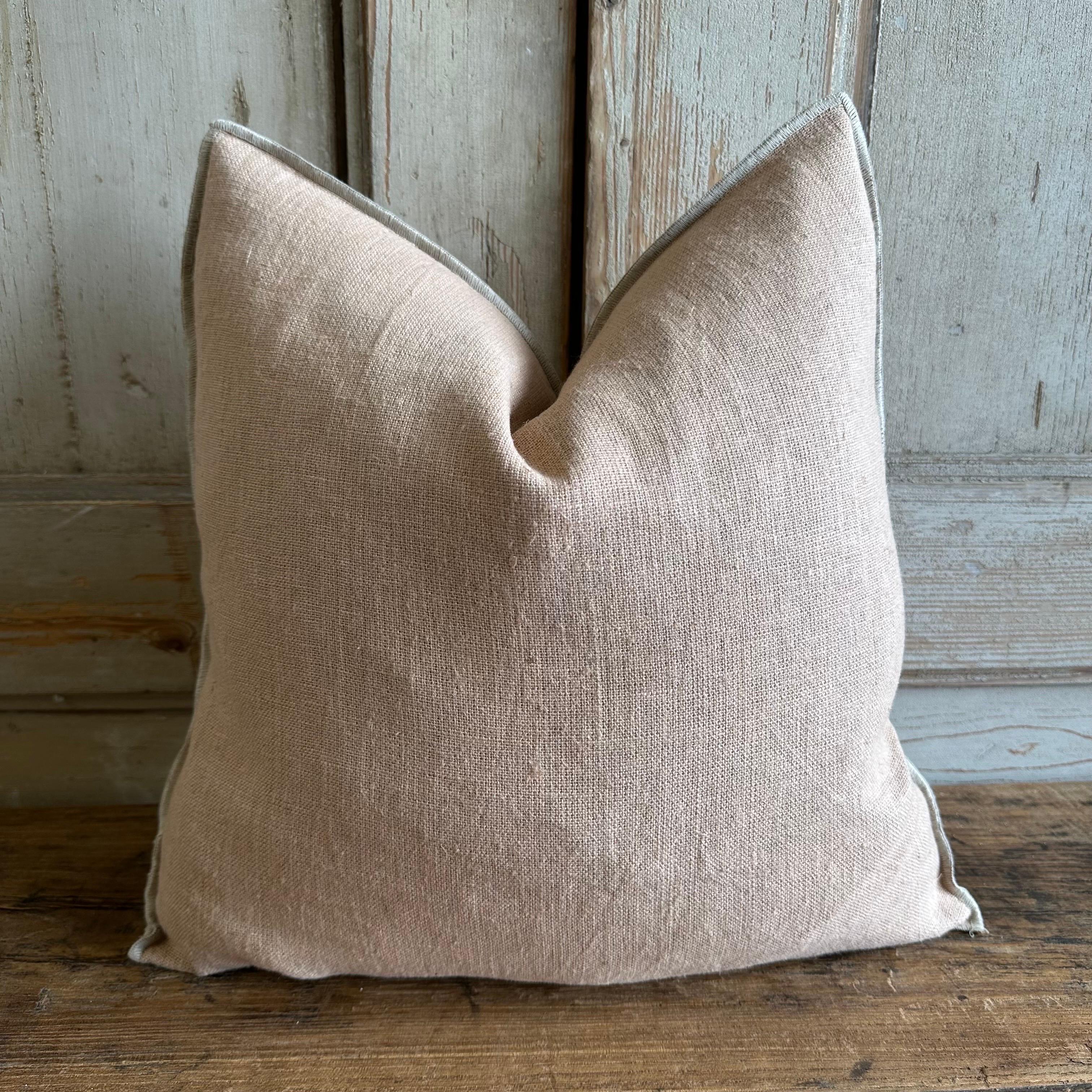 Contemporary French Flax Linen Accent Pillow in Cimarron  For Sale