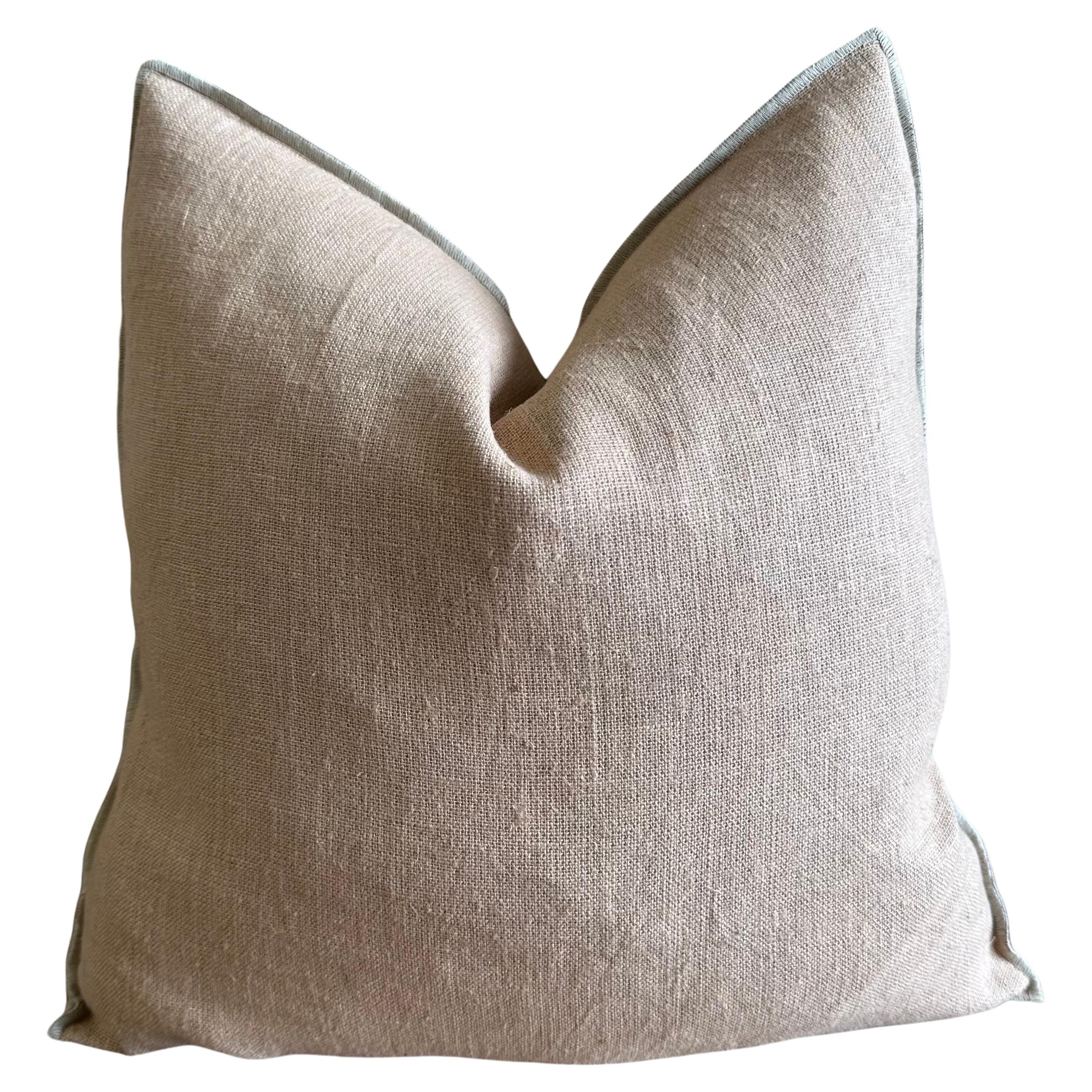 French Flax Linen Accent Pillow in Cimarron  For Sale