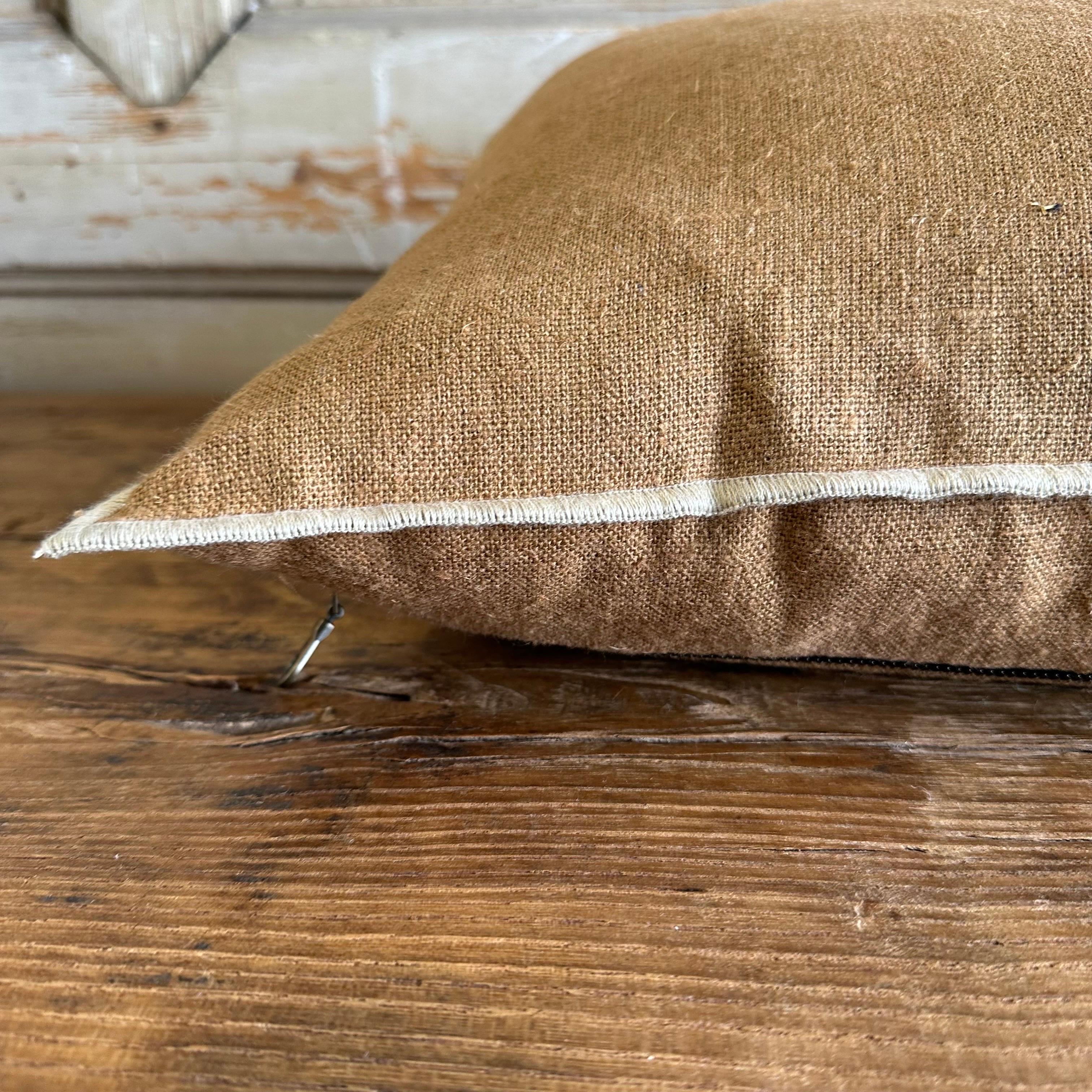 Contemporary French Flax Linen Accent Pillow in Tabac For Sale