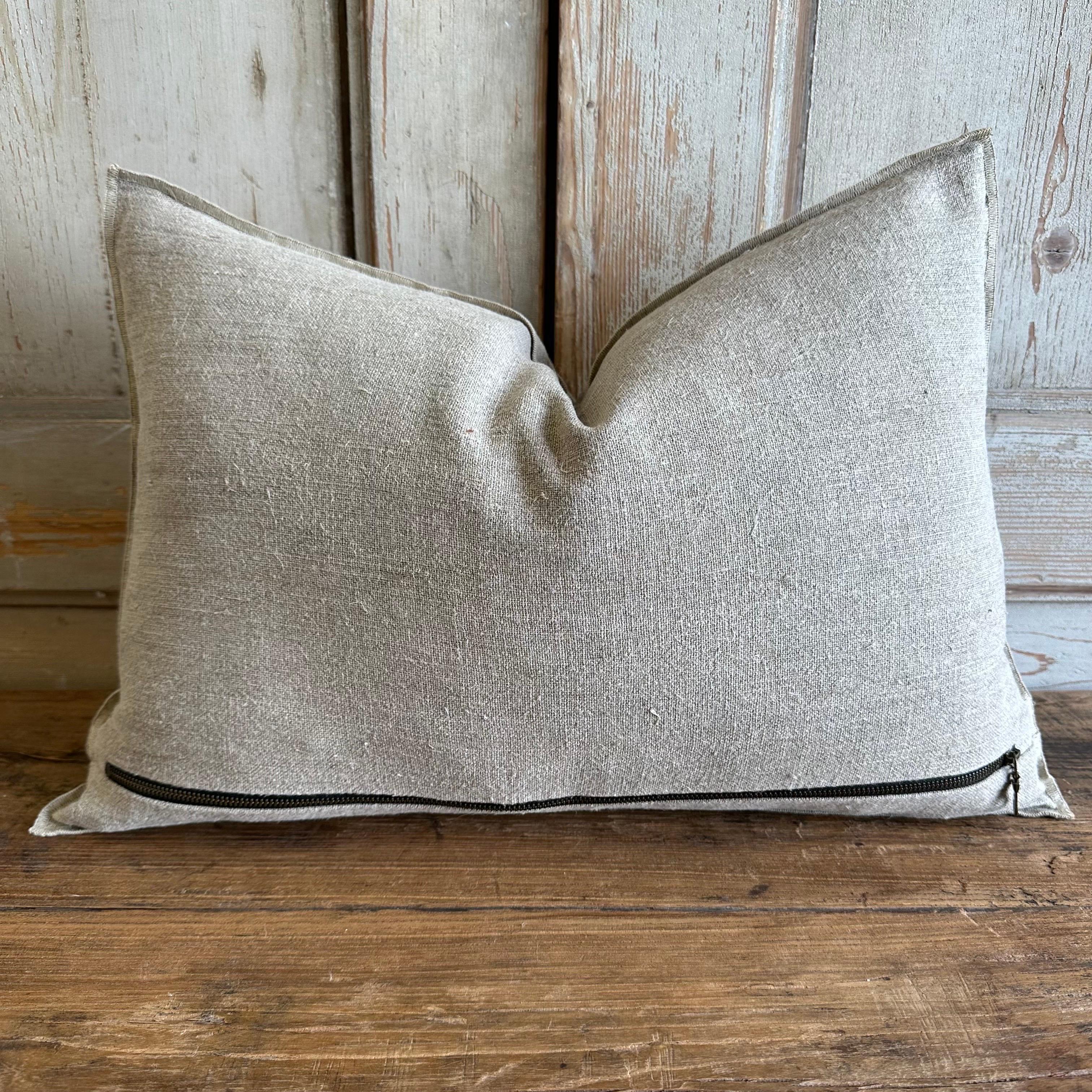 French Flax Linen Lumbar Pillow For Sale 1