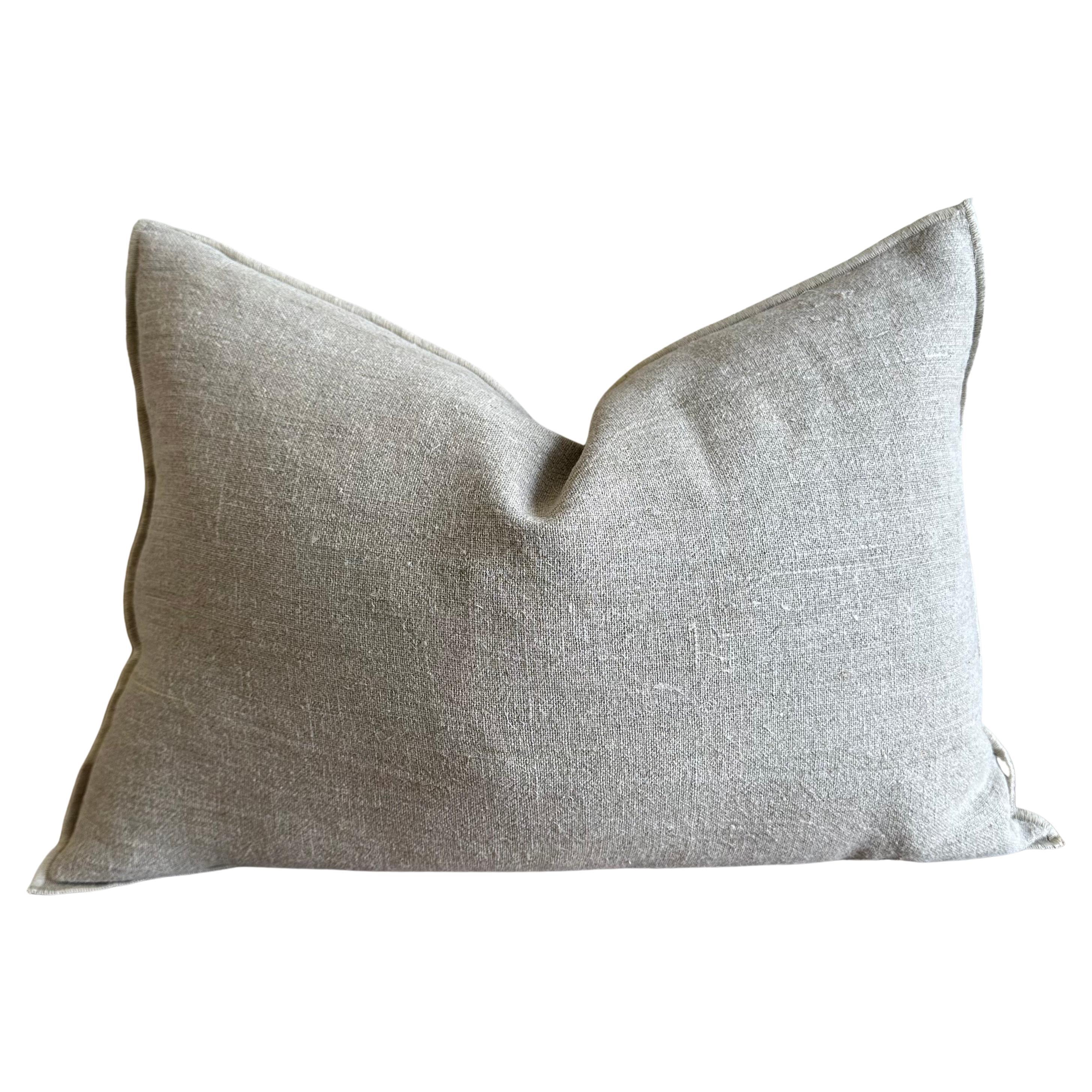 French Flax Linen Lumbar Pillow For Sale