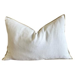 French Flax Linen Lumbar Pillow in Blanc